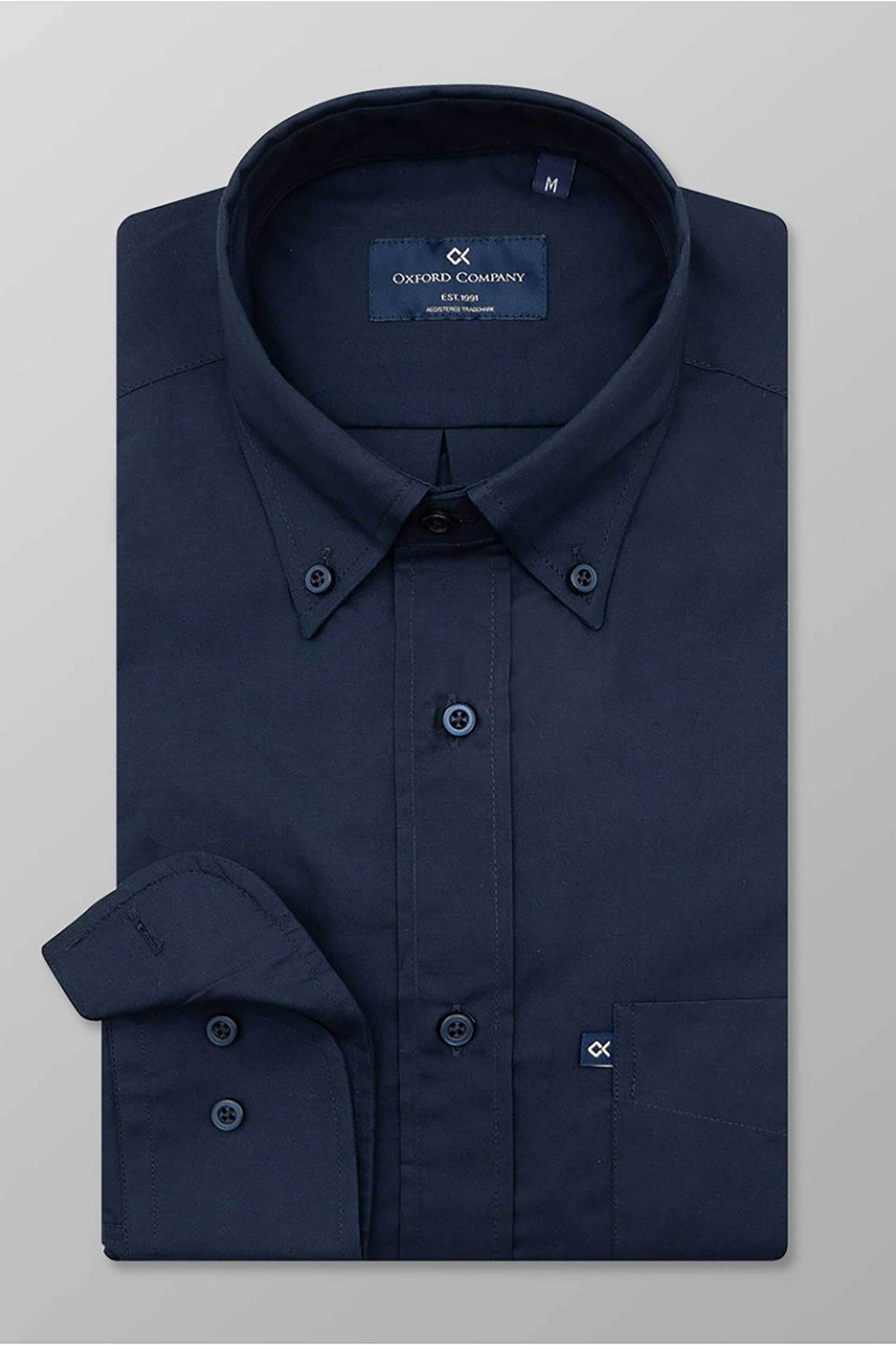 Oxford Company ανδρικό πουκάμισο button down Regular Fit - S113-BM10.04B Μπλε Σκούρο