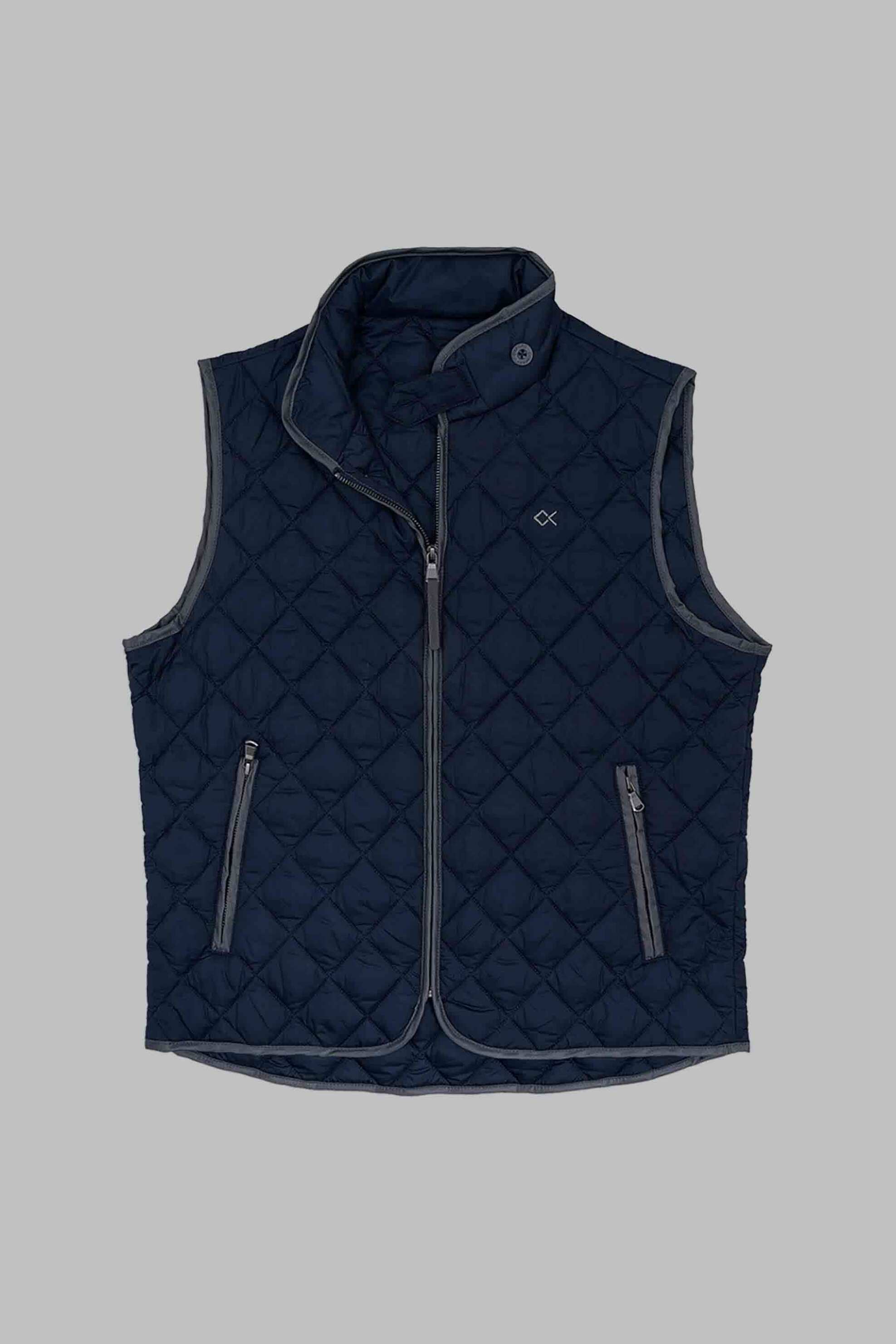 Oxford Company ανδρικό αμάνικο μπουφάν με καπιτονέ σχέδιο και λογότυπο Regular Fit - A114-HU81.01 Μπλε Σκούρο