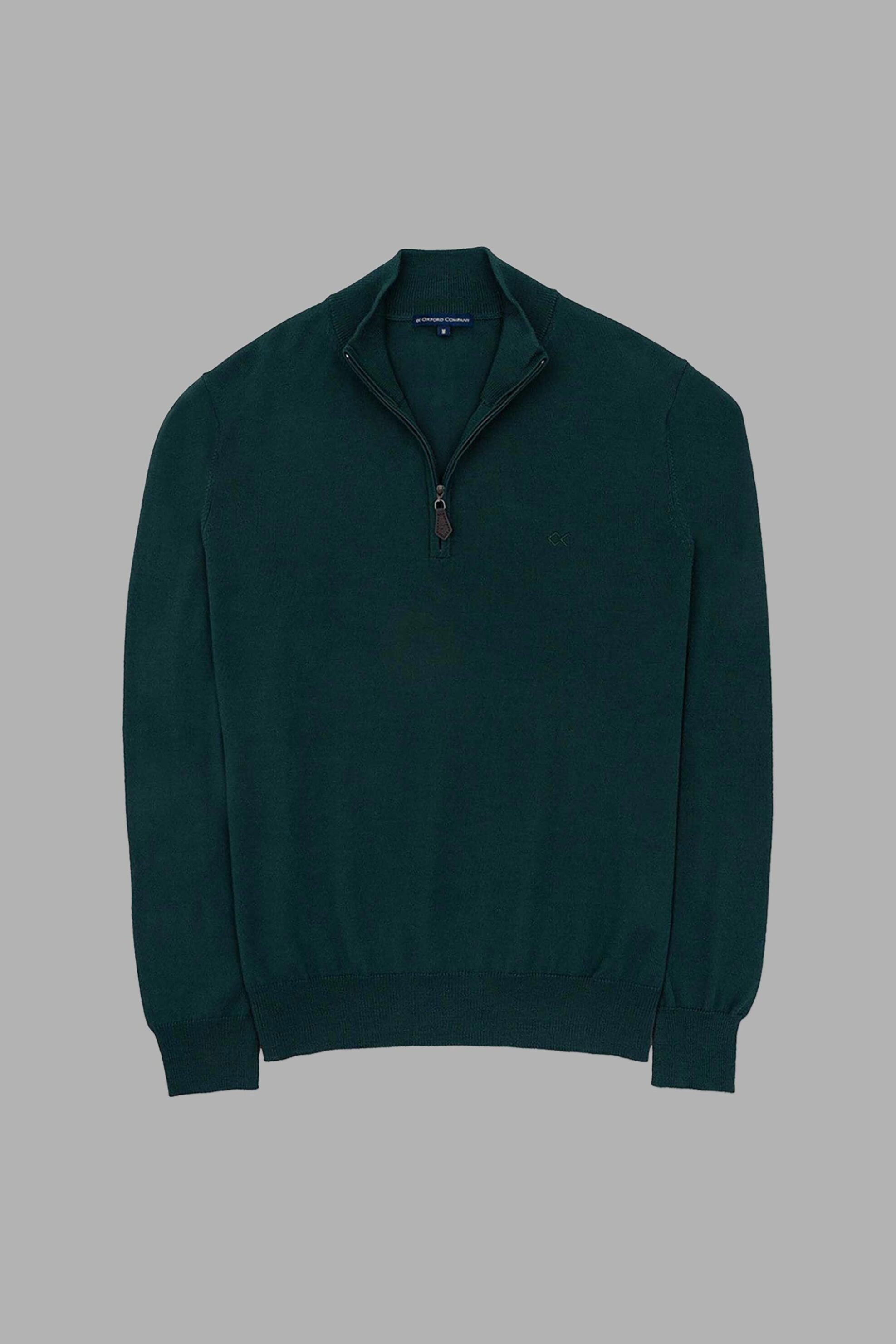 Oxford Company ανδρικό μάλλινο πουλόβερ με 1/2 φερμουάρ και λογότυπο Regular Fit - X507-HU60.03 Πράσινο Σκούρο