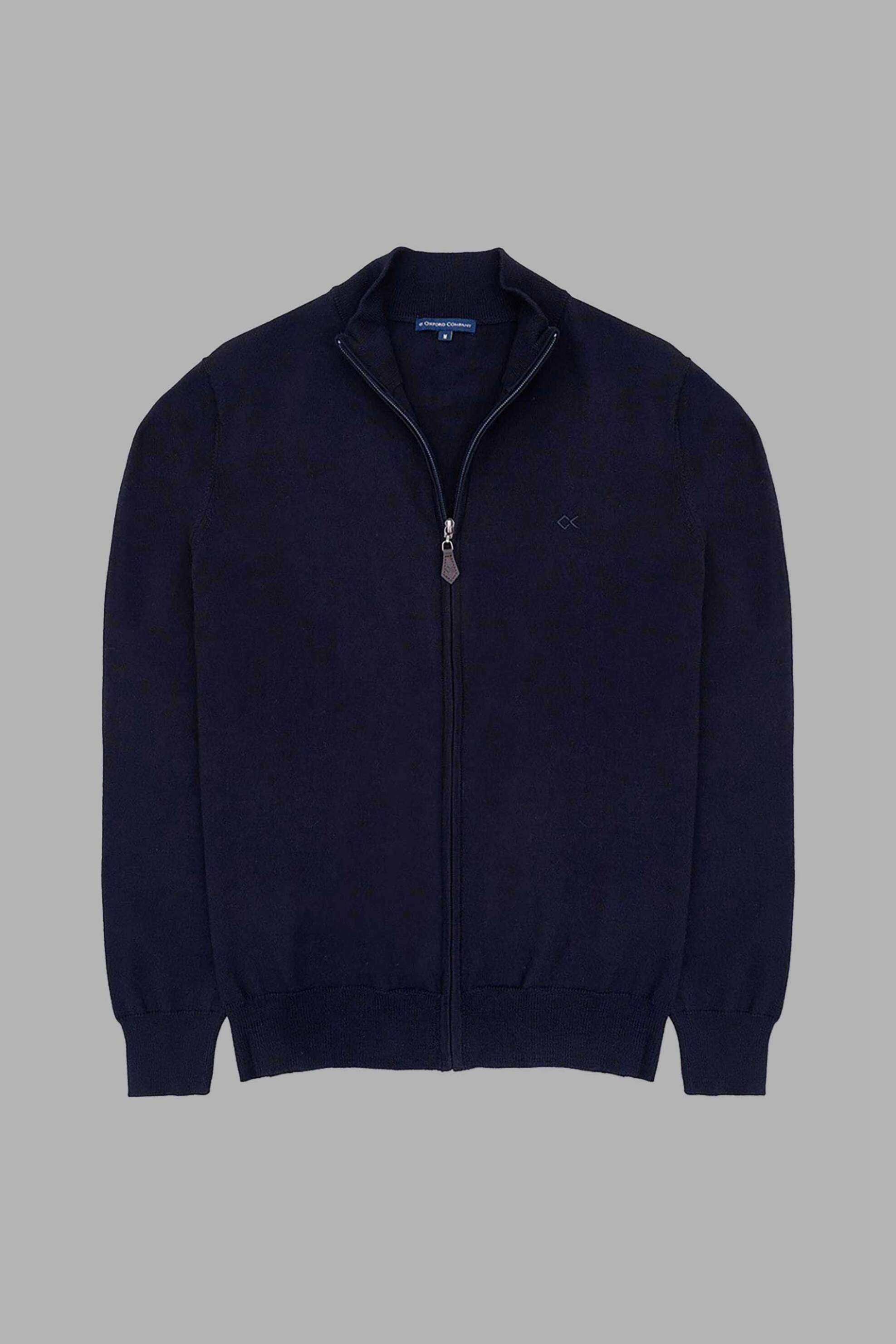 Oxford Company ανδρική μάλλινη ζακέτα μονόχρωμη με κεντημένο λογότυπο Regular Fit - X507-JU60.01 Μπλε Σκούρο