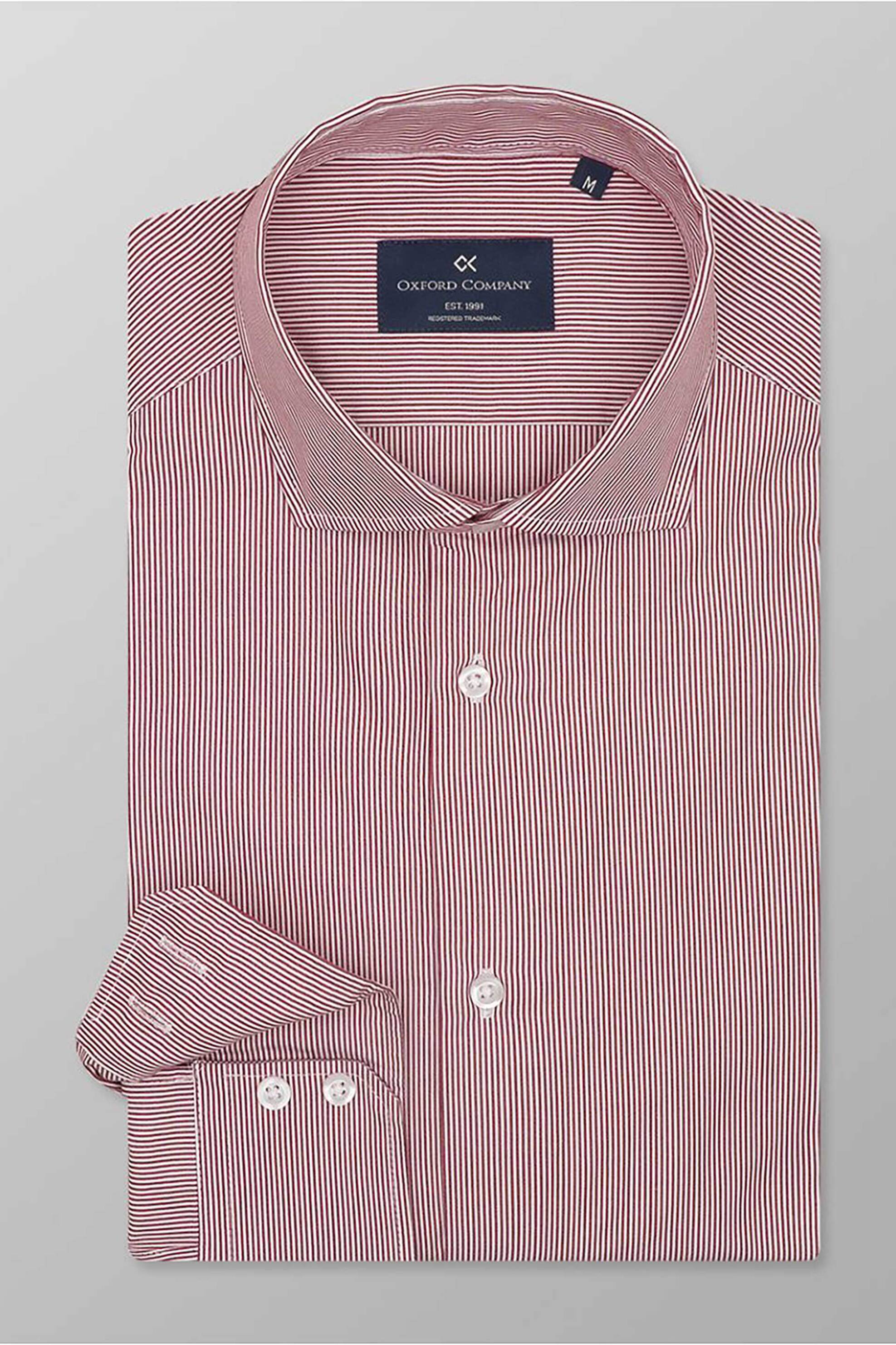 Oxford Company Ανδρικό Πουκάμισο Romeo με Ψιλό Ριγέ Σχέδιο Slim Fit Sport - M123-Ry21 01 Κόκκινο