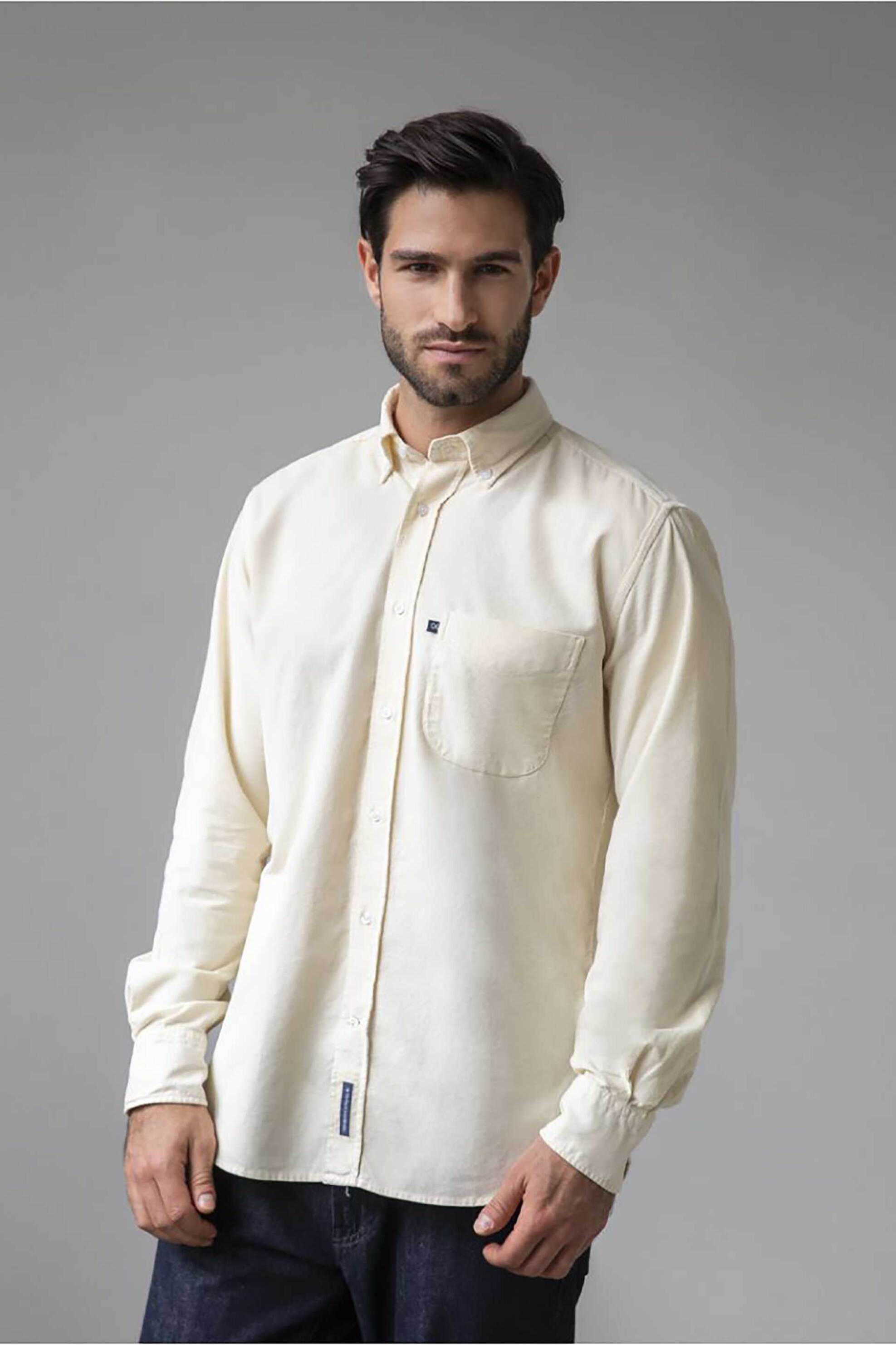 Oxford Company ανδρικό κοτλέ πουκάμισο button down Regular Fit "Sport" - K311-BY10.01 Εκρού