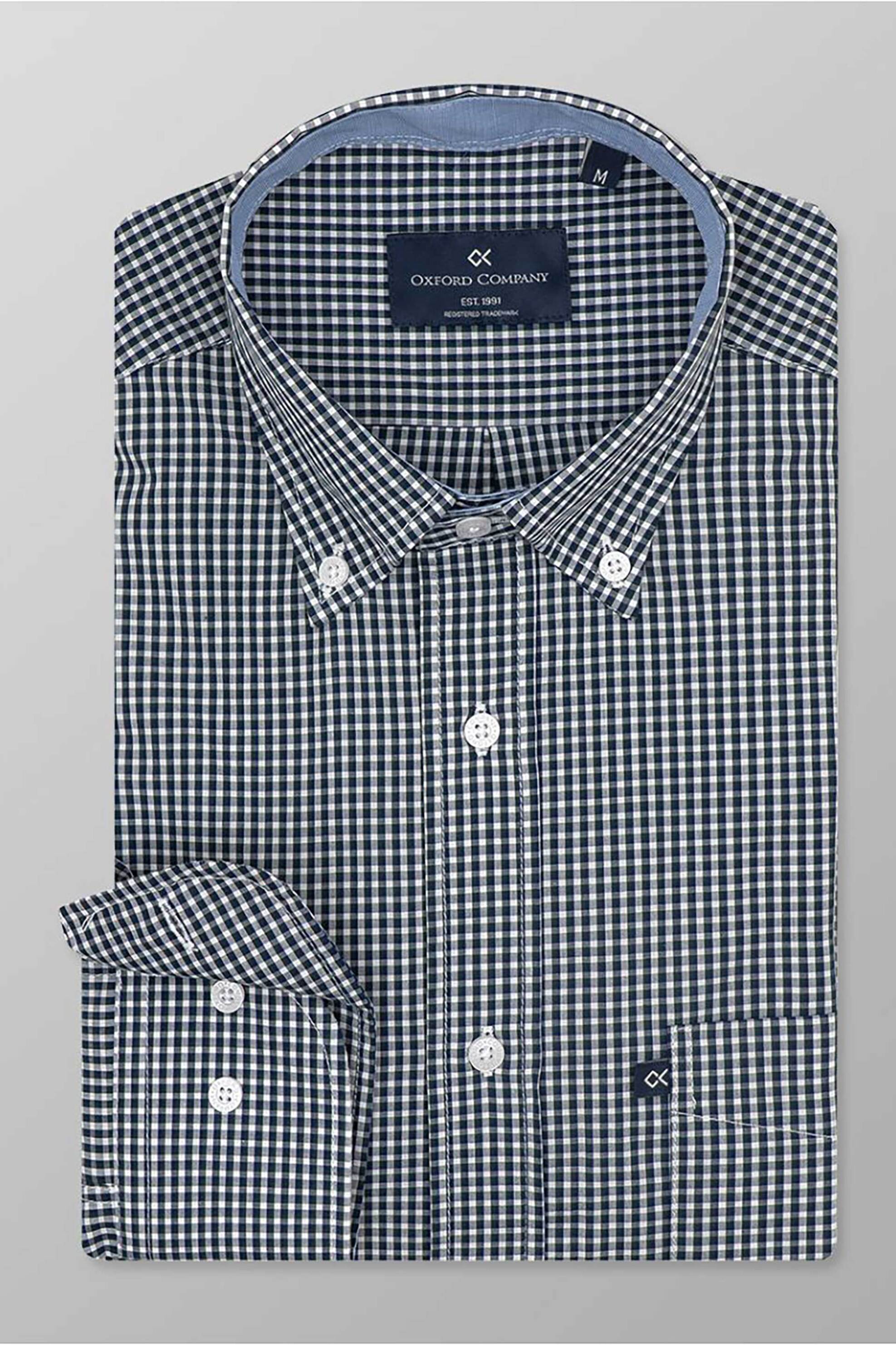 Oxford Company ανδρικό πουκάμισο button down με ψιλό καρό σχέδιο Regular Fit "Sport" - M132-BY10.03 Πράσινο Σκούρο