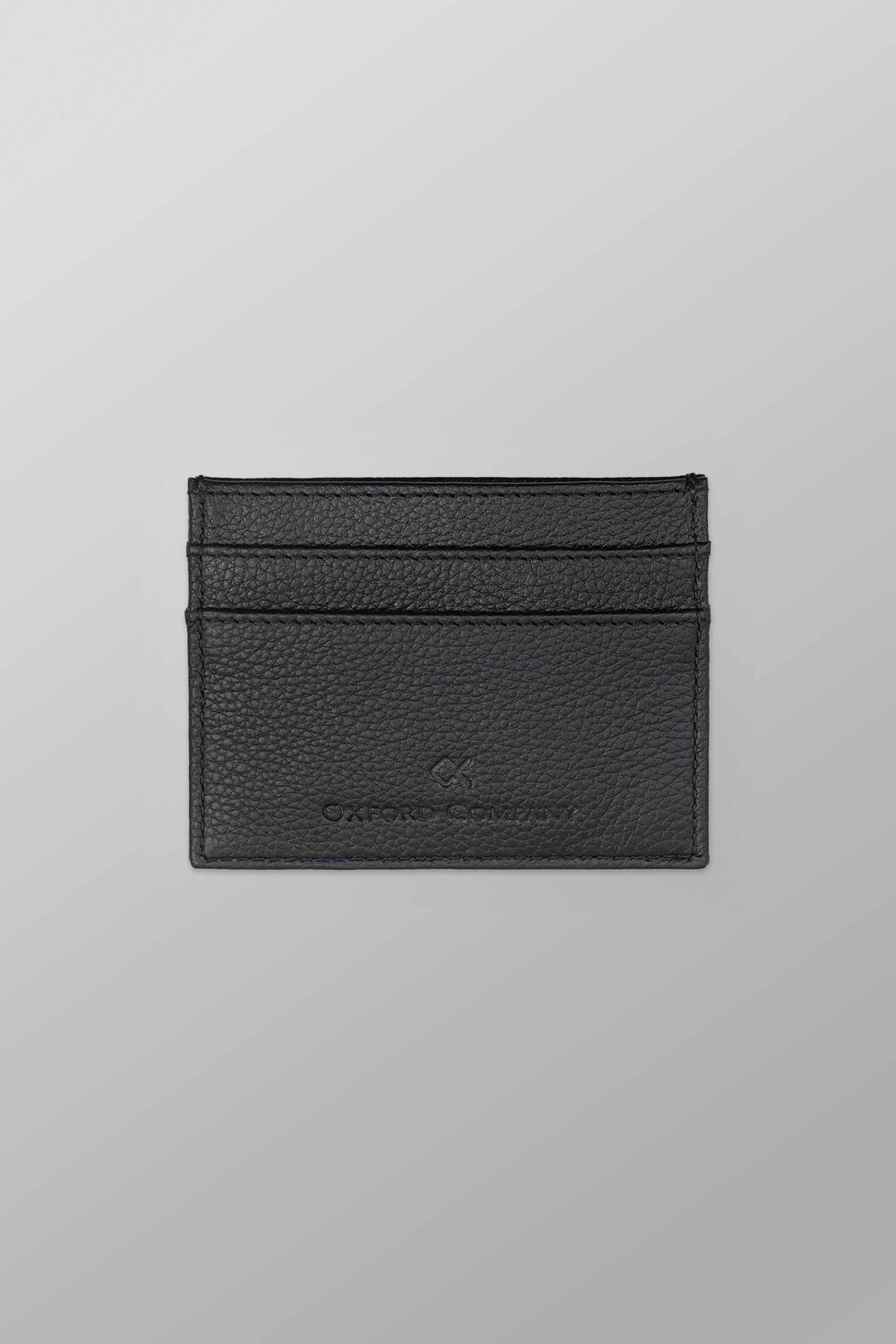 OXFORD COMPANY Oxford Company ανδρική δερμάτινη θήκη για κάρτες με ανάγλυφο λογότυπο - M-193.01 Μαύρο