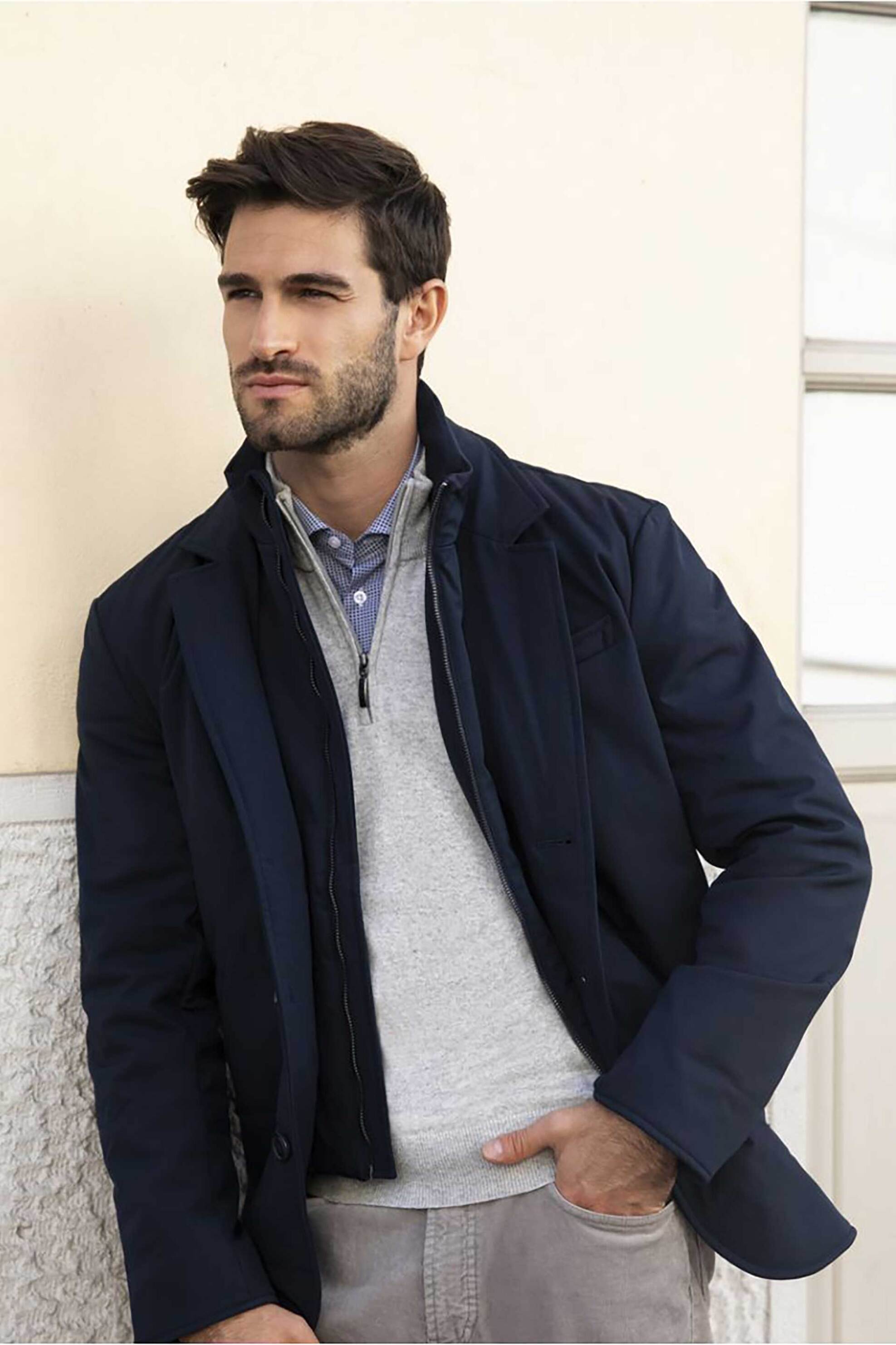 Oxford Company ανδρικό σακάκι με αποσπώμενο εσωτερικό Regular Fit - JAC62-200.01 Μπλε Σκούρο