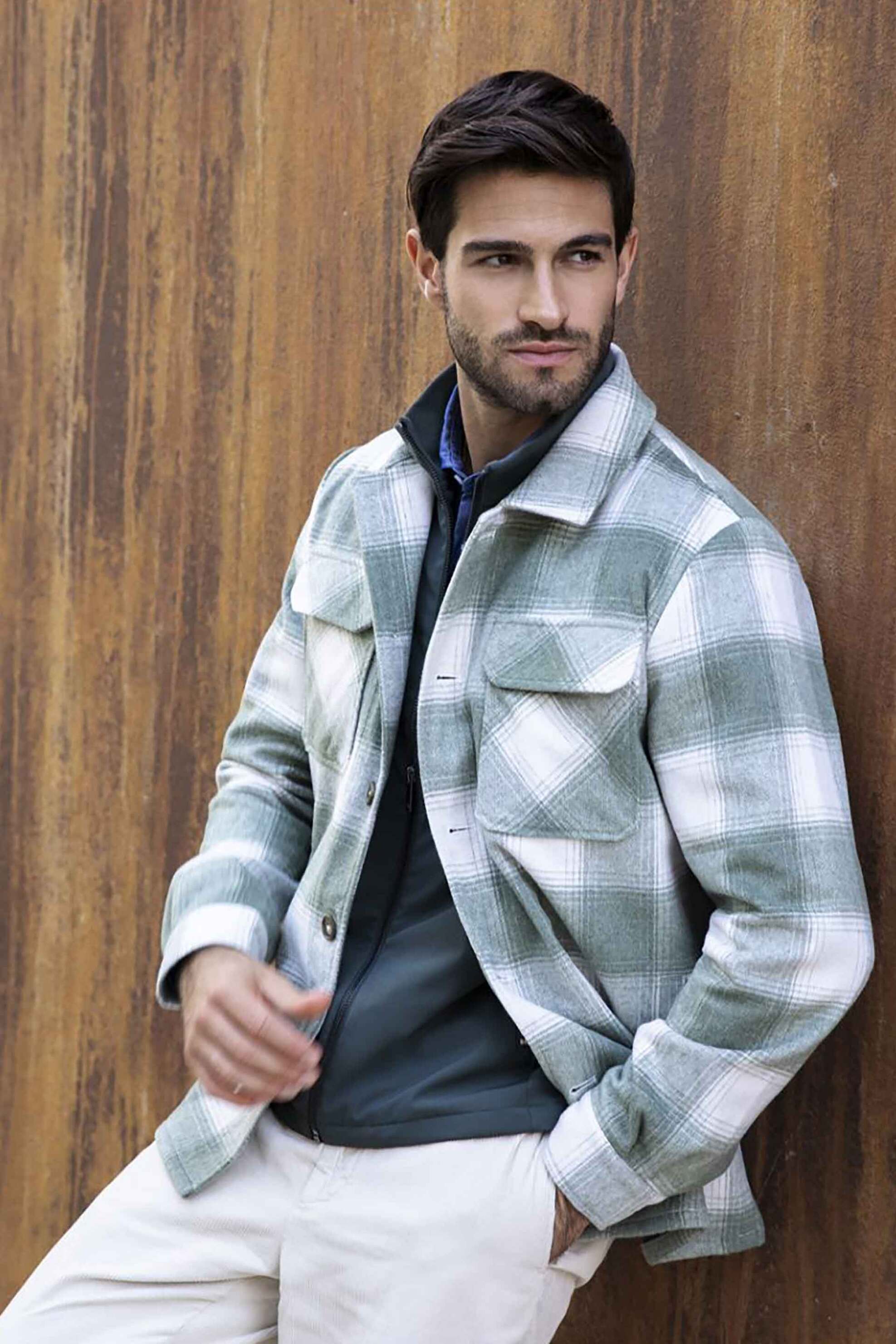 Oxford Company ανδρικό overshirt flannel με καρό σχέδιο Regular Fit - F316-OY21.01 Πράσινο Μέντας