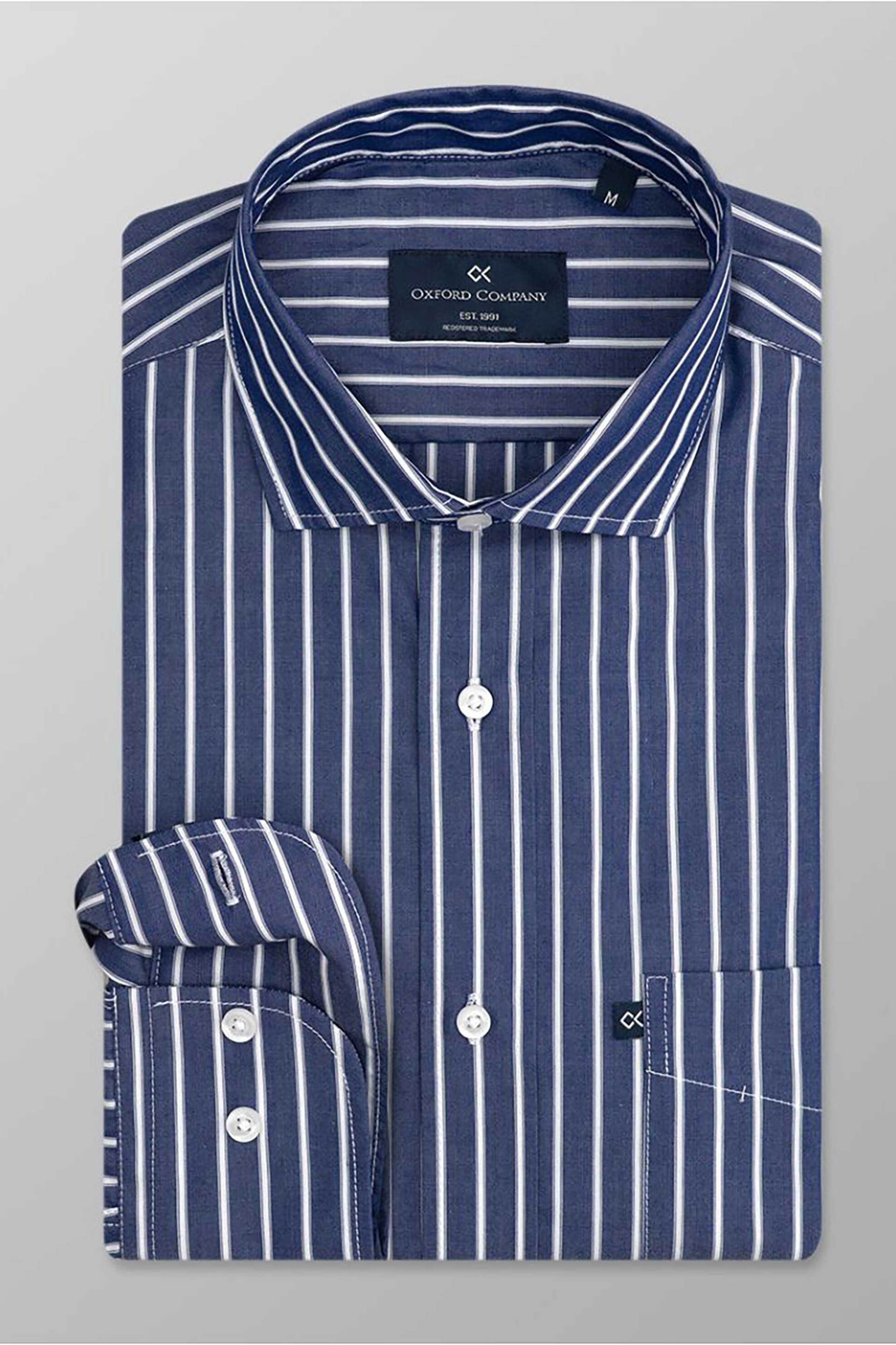 Oxford Company ανδρικό πουκάμισο romeo με ριγέ σχέδιο Regular Fit "Sport" - M121-RX21.01 Μπλε Σκούρο