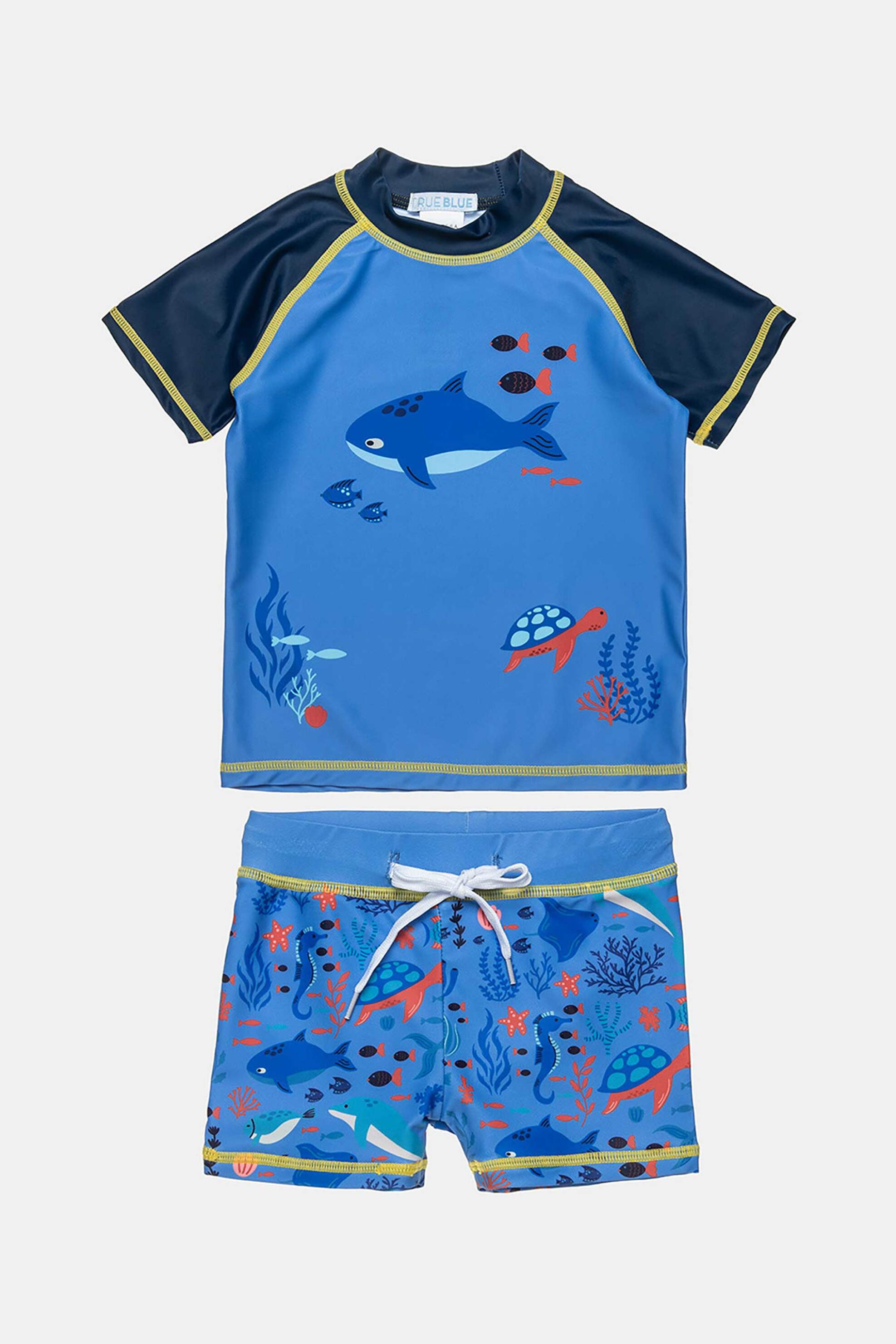 Alouette παιδικό σετ μαγιό μπλούζα και σορτς με θέμα τη ζωή κάτω απο τη θάλασσα 