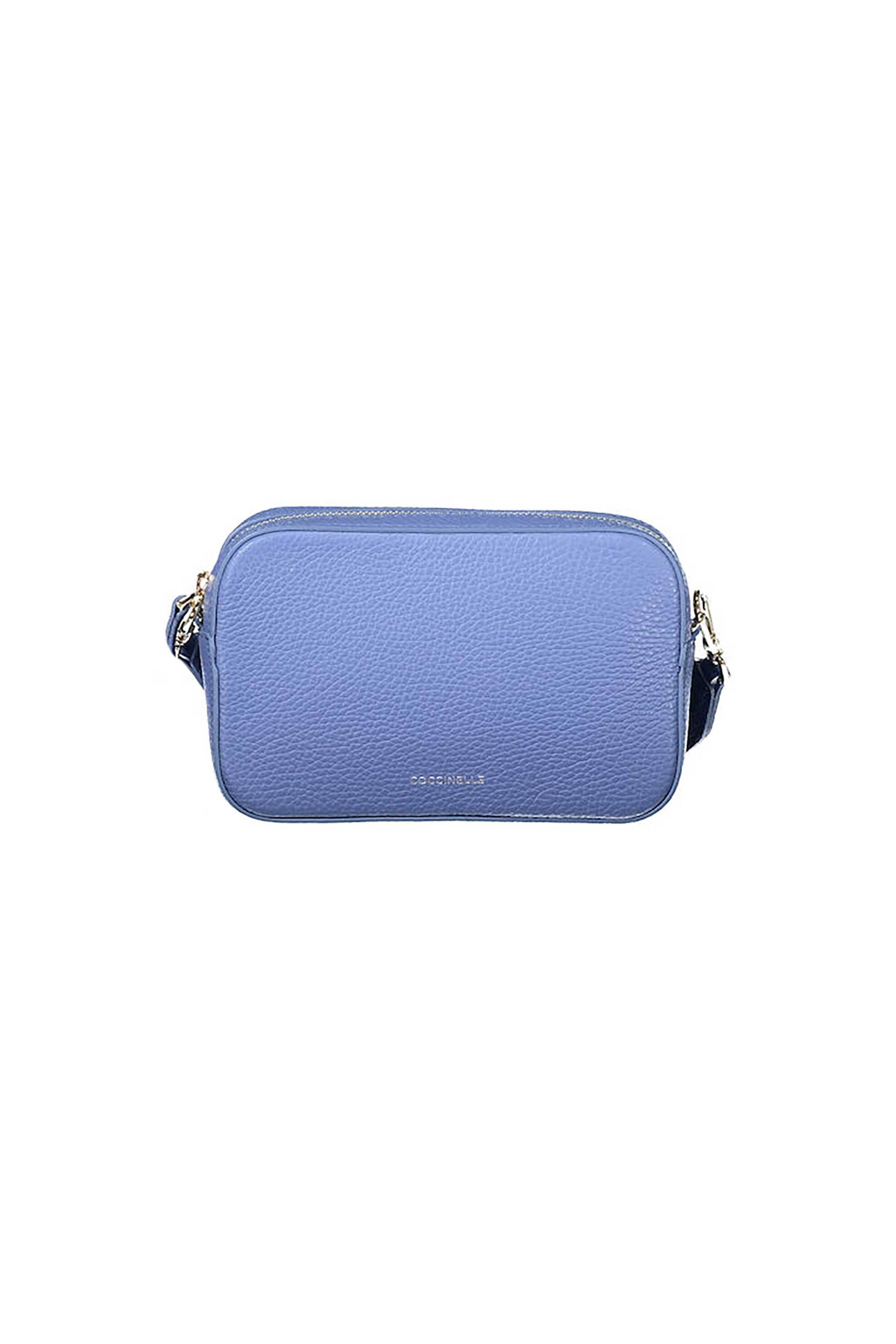 Coccinelle γυναικεία δερμάτινη τσάντα crossbody με μεταλλικό λογότυπο "Tebe" - E5MN5-55I101 Γαλάζιο