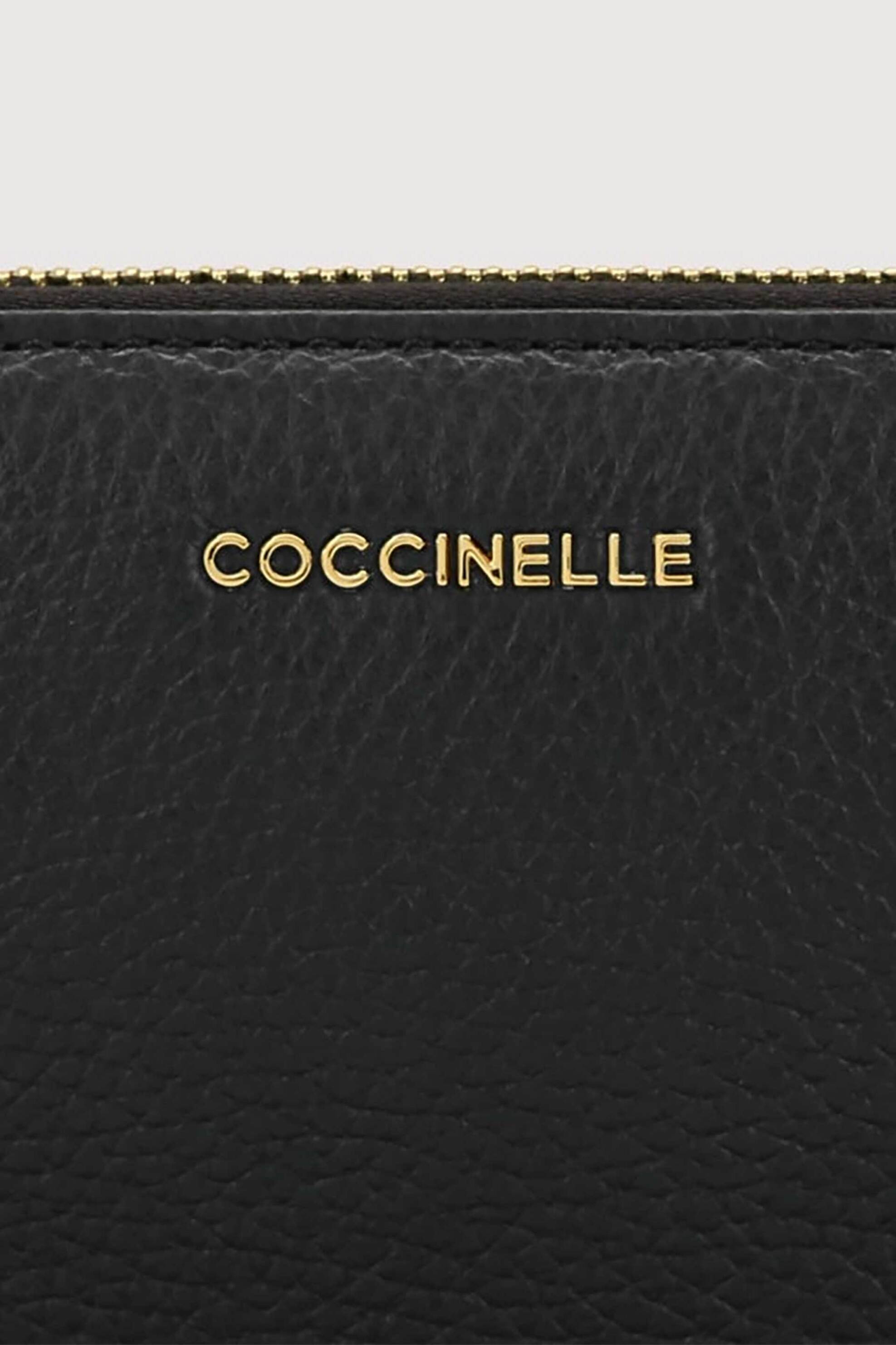 Coccinelle γυναικεία δερμάτινο πορτοφόλι με μεταλλικό λογότυπο - E2MW5-113201 Μαύρο