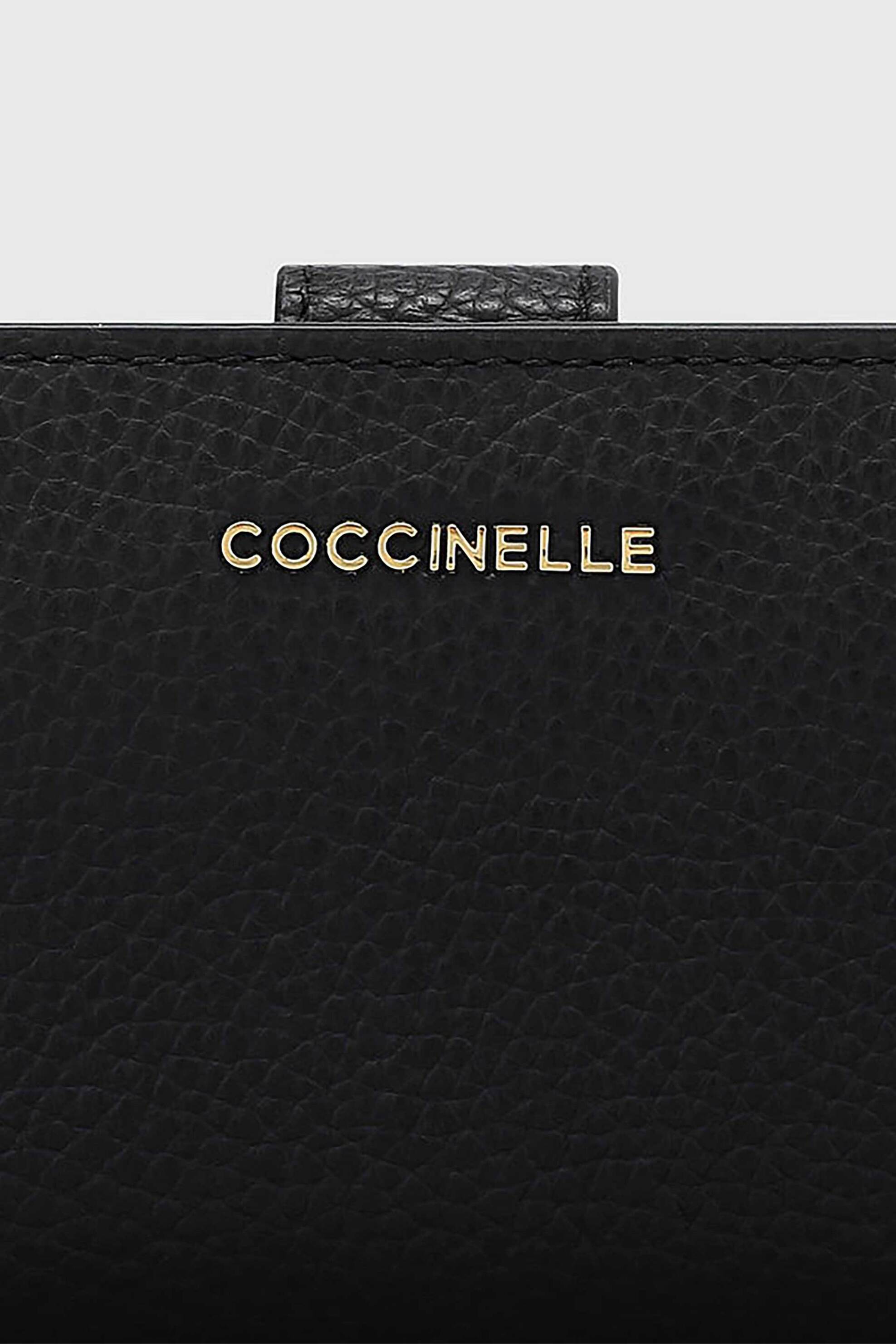 Coccinelle γυναικείο δερμάτινο πορτοφόλι με μεταλλικό λογότυπο - E2MW5-11E701 Μαύρο