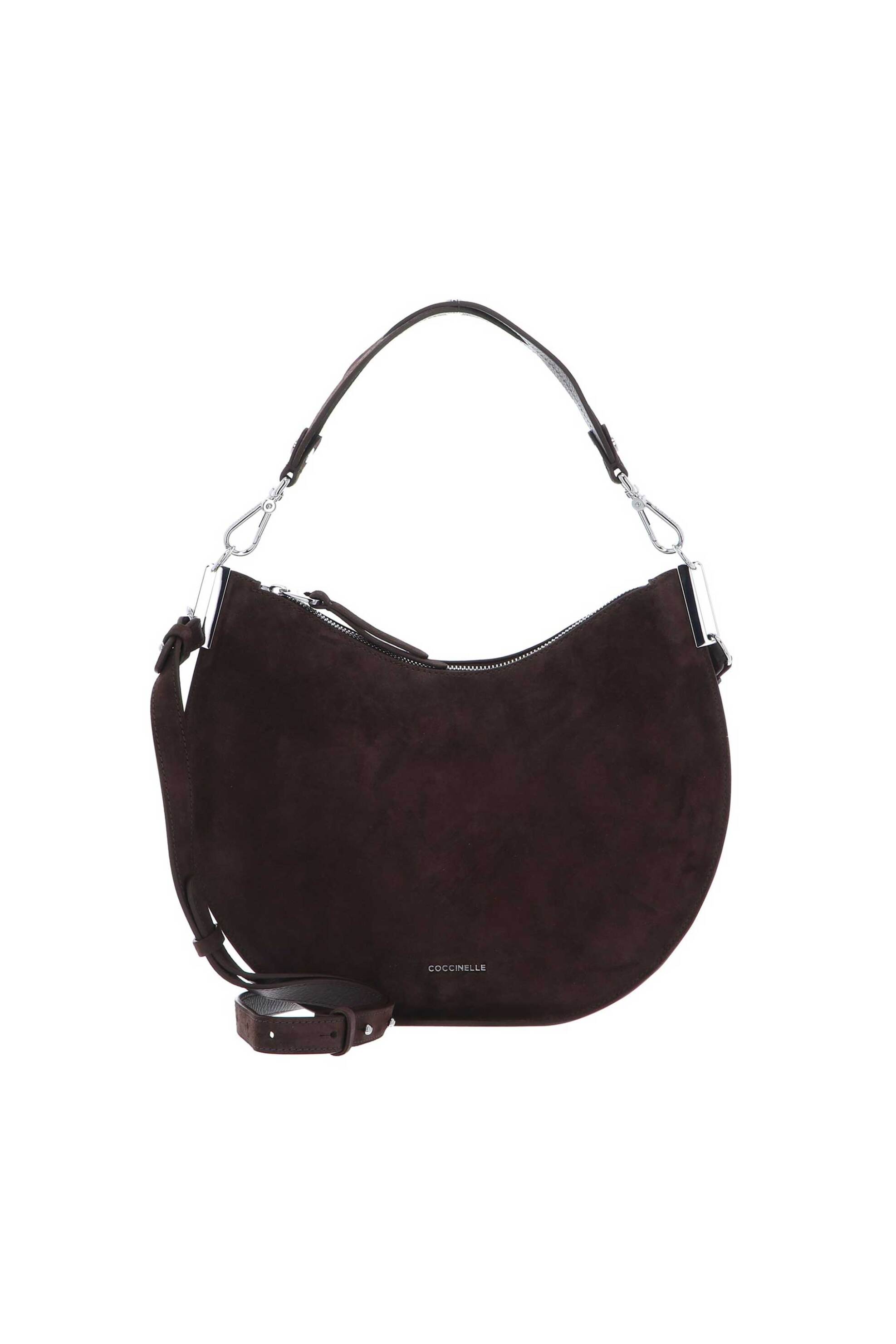 COCCINELLE Coccinelle γυναικεία τσάντα ώμου suede με ανάγλυφο λογότυπο - E1QKG-130201 Καφέ