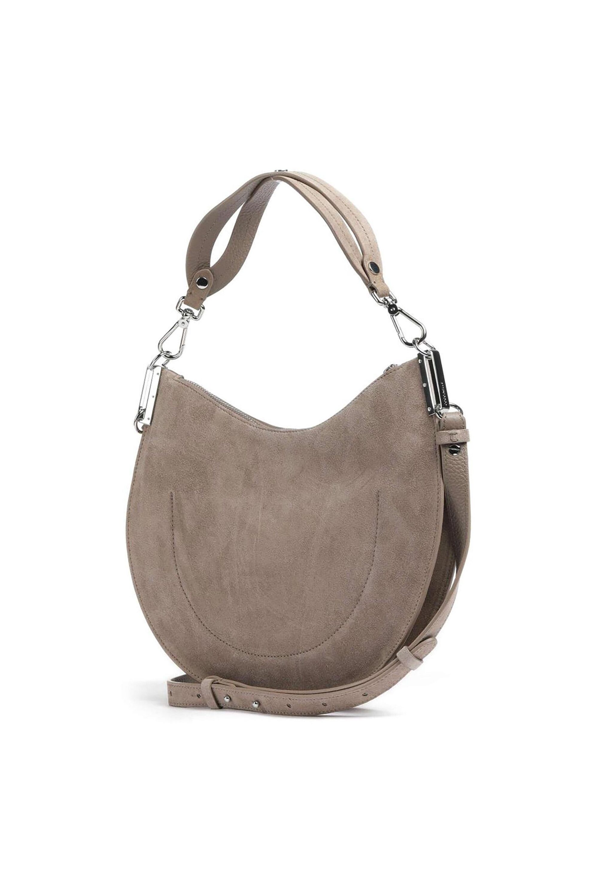 Coccinelle γυναικεία τσάντα ώμου suede με ανάγλυφο λογότυπο - E1QKG-130201 Μπεζ φωτογραφία