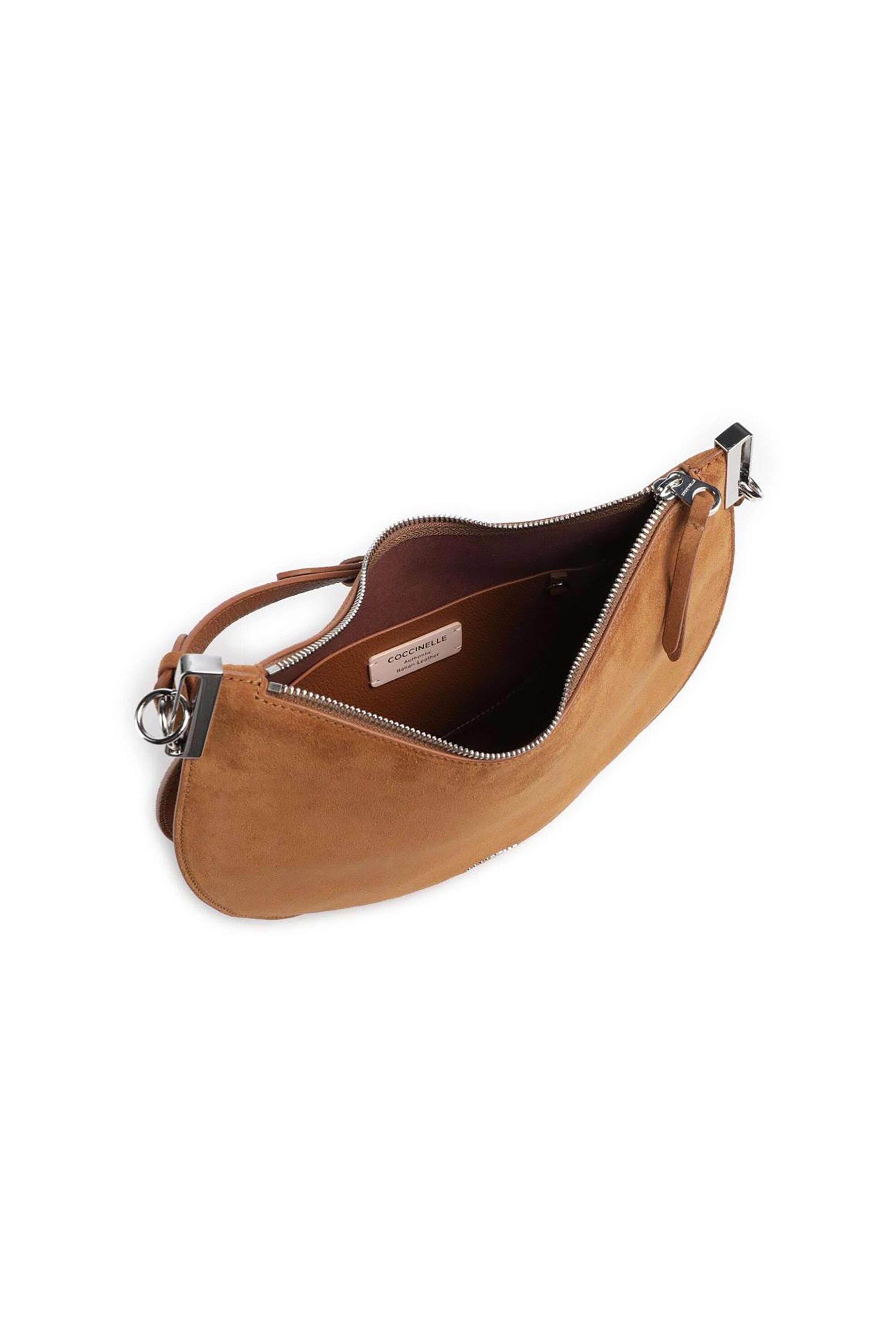 Coccinelle γυναικεία τσάντα ώμου suede με ανάγλυφο λογότυπο - E1QKG-130201 Ταμπά φωτογραφία