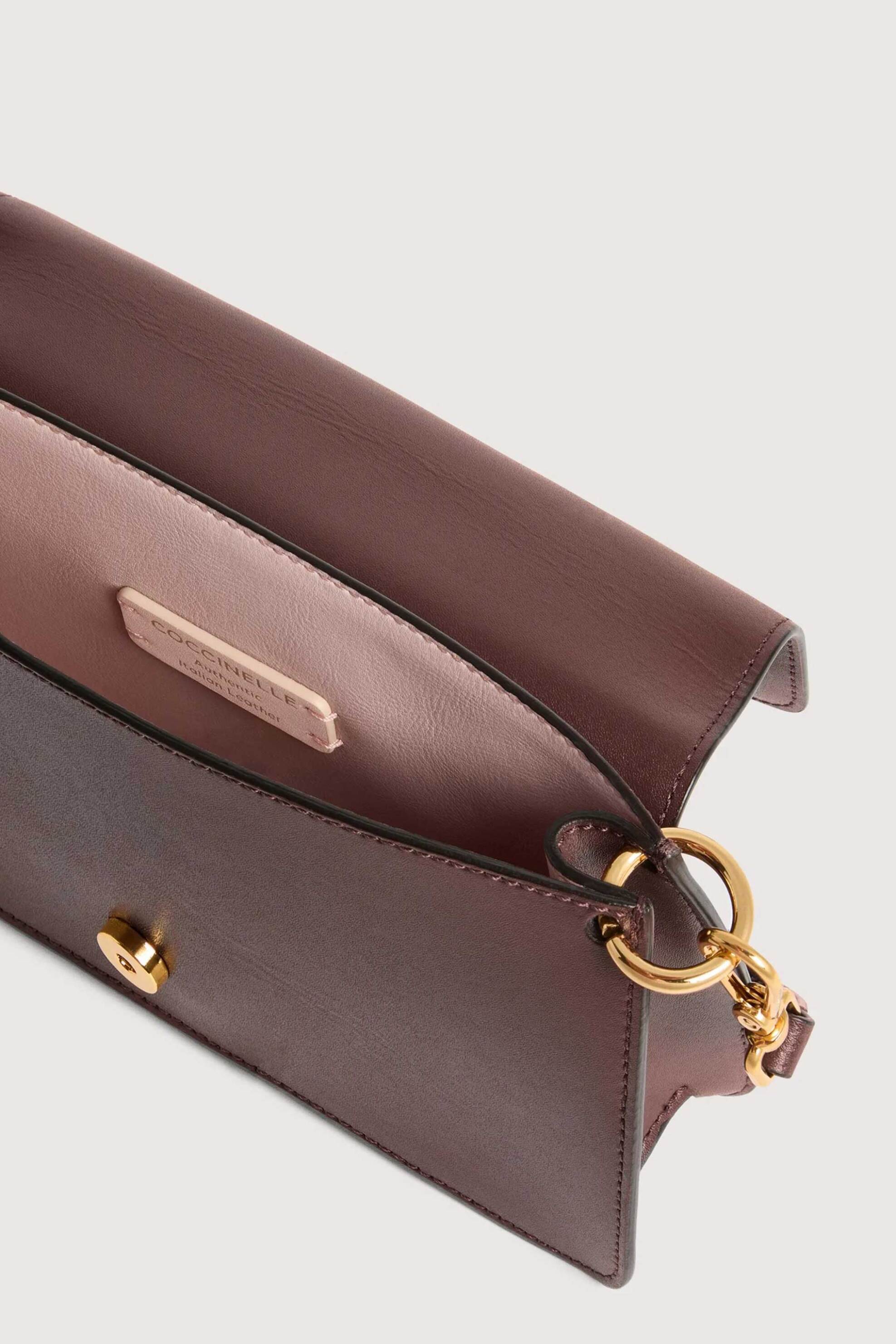 COCCINELLE Coccinelle γυναικείο δερμάτινo mini bag "C-Me Mini" - E5SSK-270101 Καφέ Σκούρο - 3