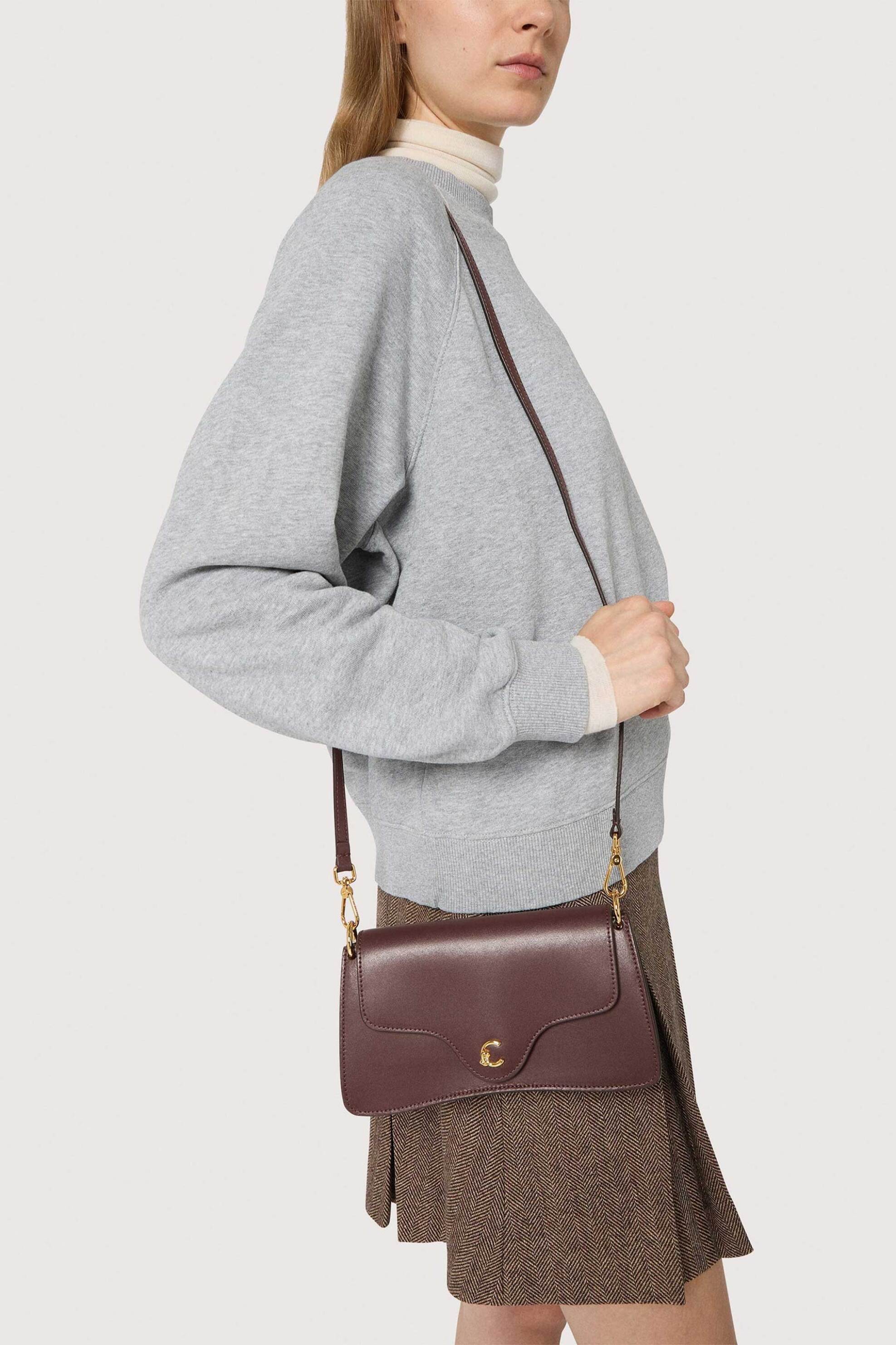 COCCINELLE Coccinelle γυναικείο δερμάτινo mini bag "C-Me Mini" - E5SSK-270101 Καφέ Σκούρο - 4