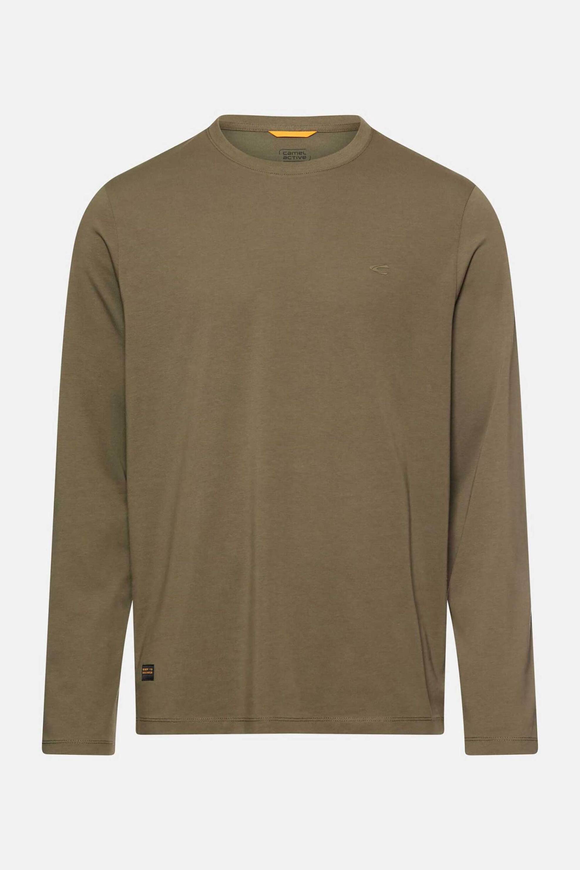 Camel Active Ανδρική Μακρυμάνικη Μπλούζα με Κεντημένο Monogram Regular Fit - C261-409600-7T06 Λαδί