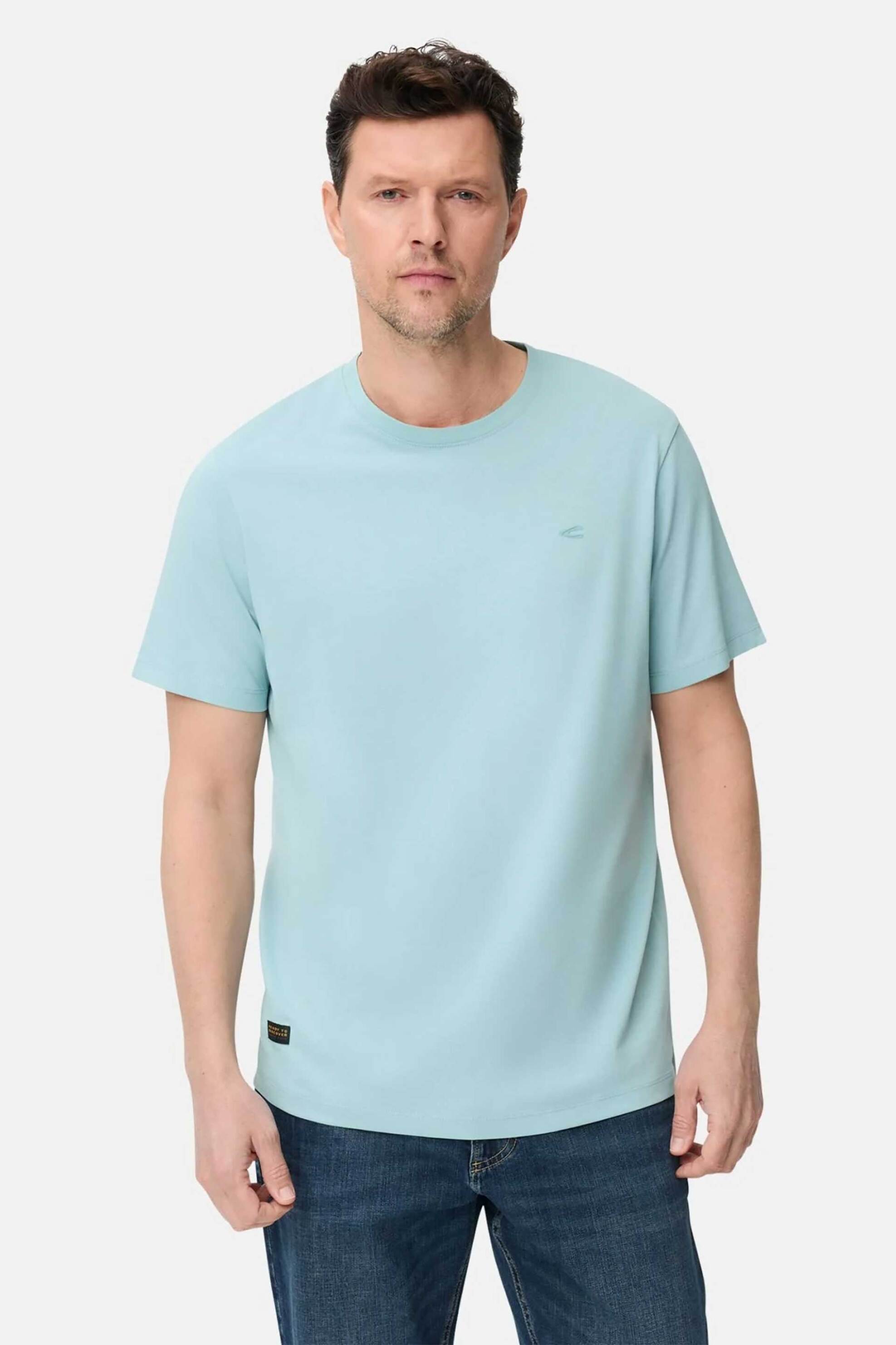 Camel Active ανδρικό T-shirt με κεντημένο monogram Regular Fit - C261-409700-7T07 Πράσινο Aqua