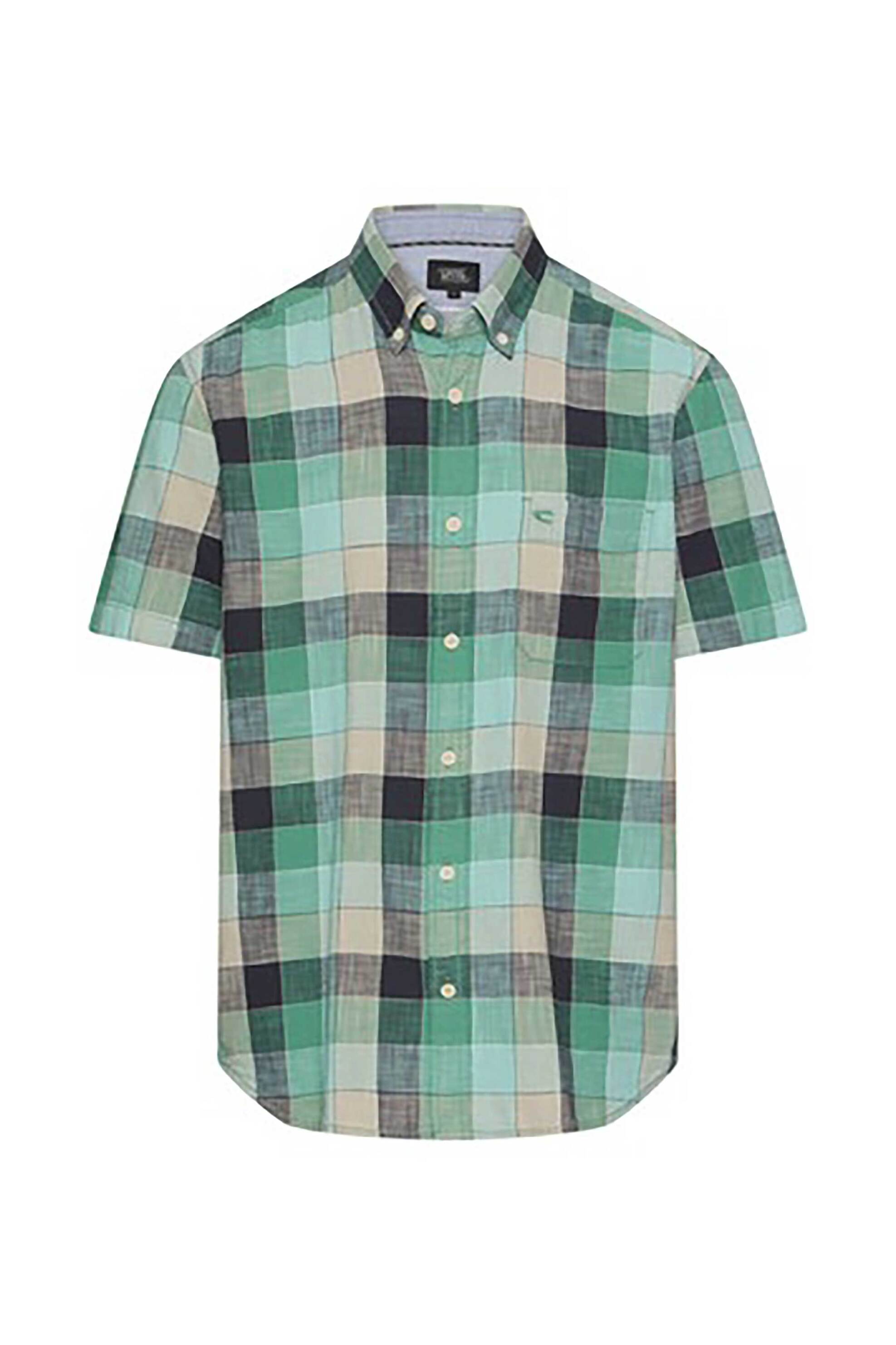 Camel Active ανδρικό κοντομάνικο πουκάμισο button down με τσέπη και κεντημένο monogram Regular Fit - C261-409261-7S61 Πράσινο