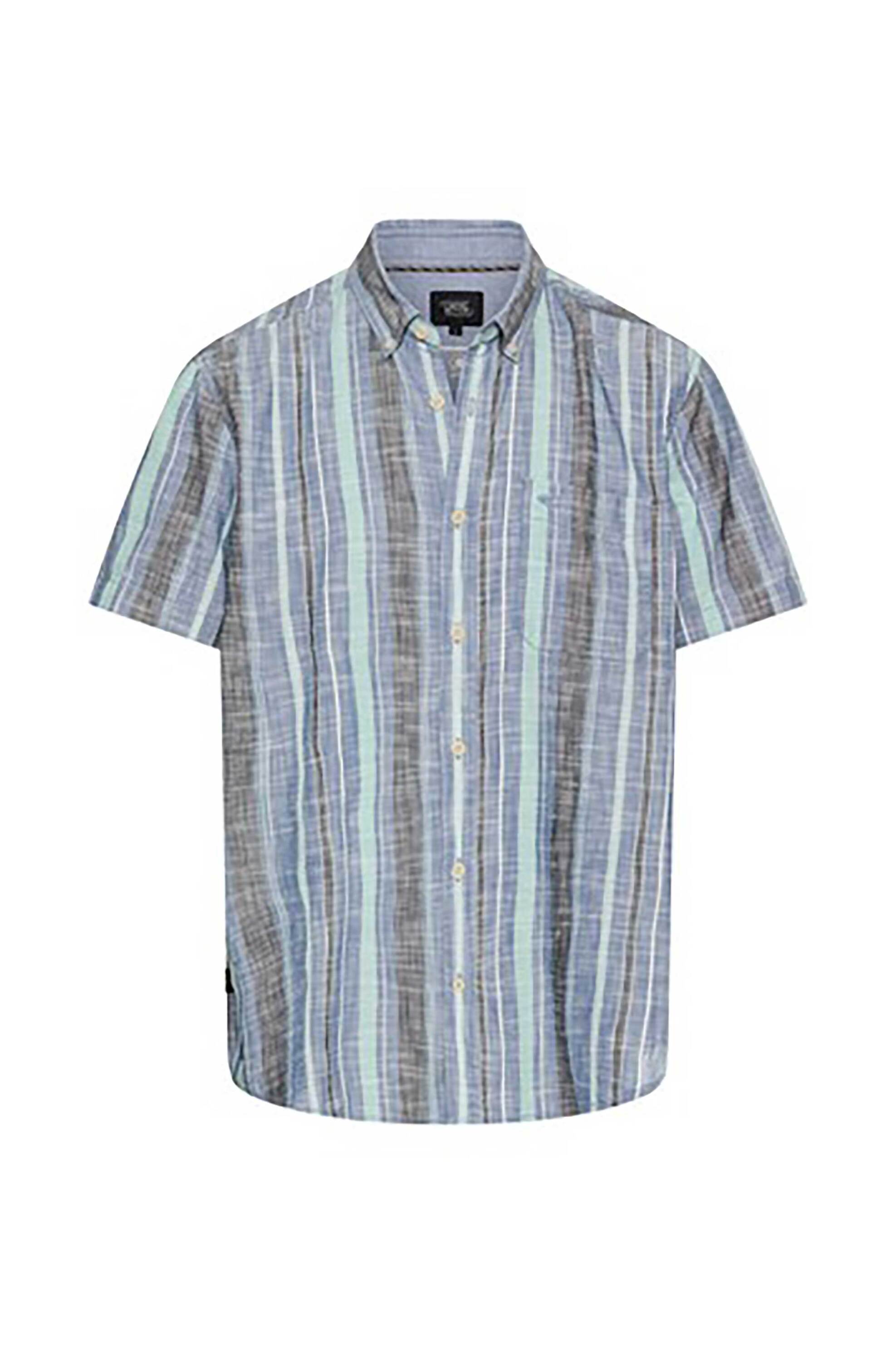 Camel Active ανδρικό κοντομάνικο πουκάμισο button down με τσέπη και κεντημένο monogram Regular Fit - C261-409261-7S61 Μπλε