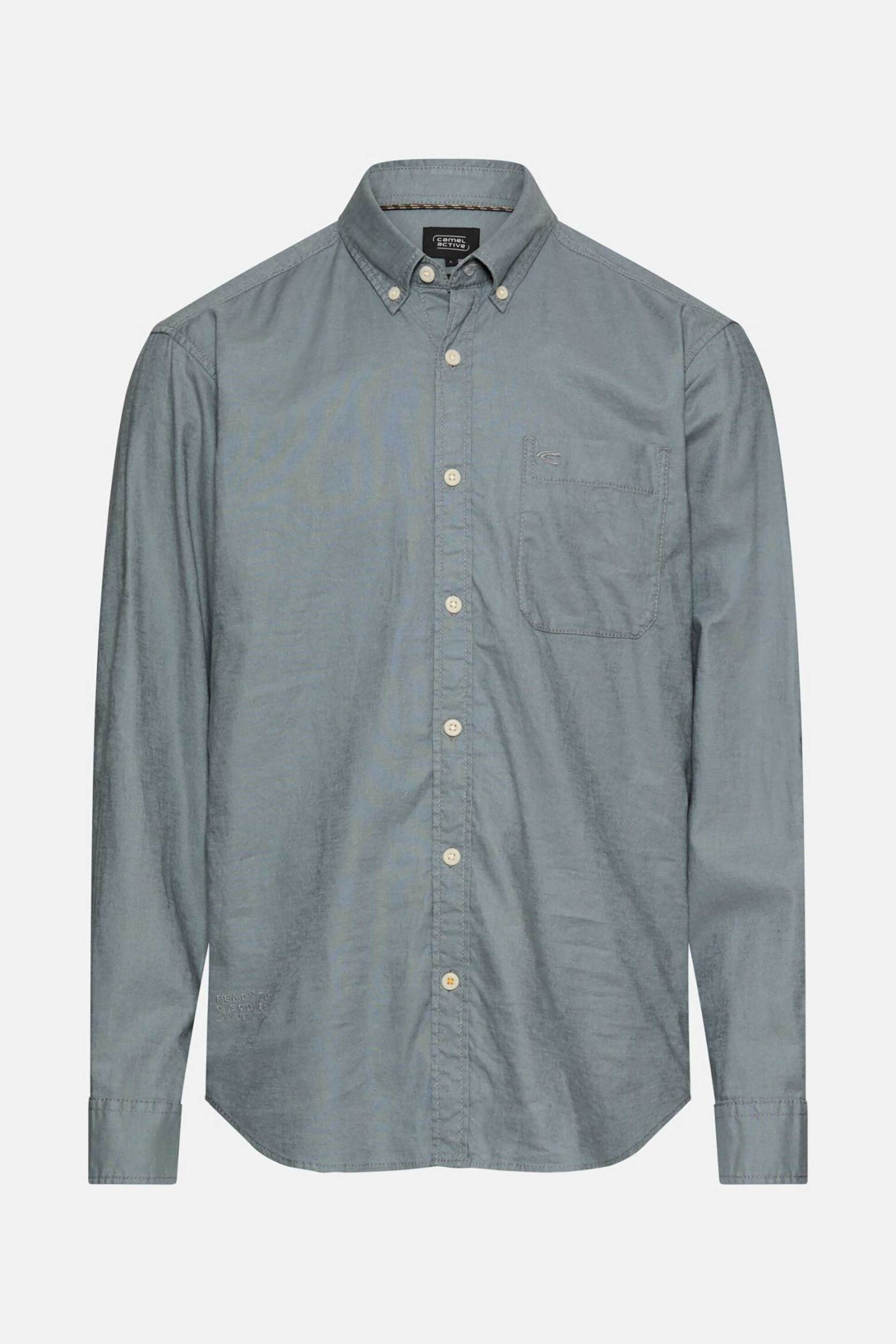 Camel Active Ανδρικό Πουκάμισο Button Down με Τσέπη Και Κεντημένο Monogram Regular Fit - C261-409116-7S16 Γκρι