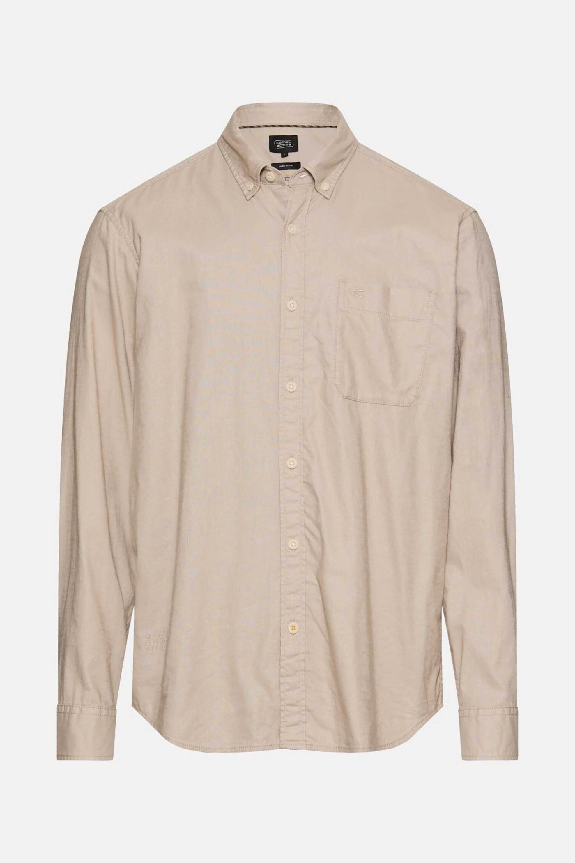 Camel Active Ανδρικό Πουκάμισο Button Down με Τσέπη Και Κεντημένο Monogram Regular Fit - C261-409116-7S16 Μπεζ