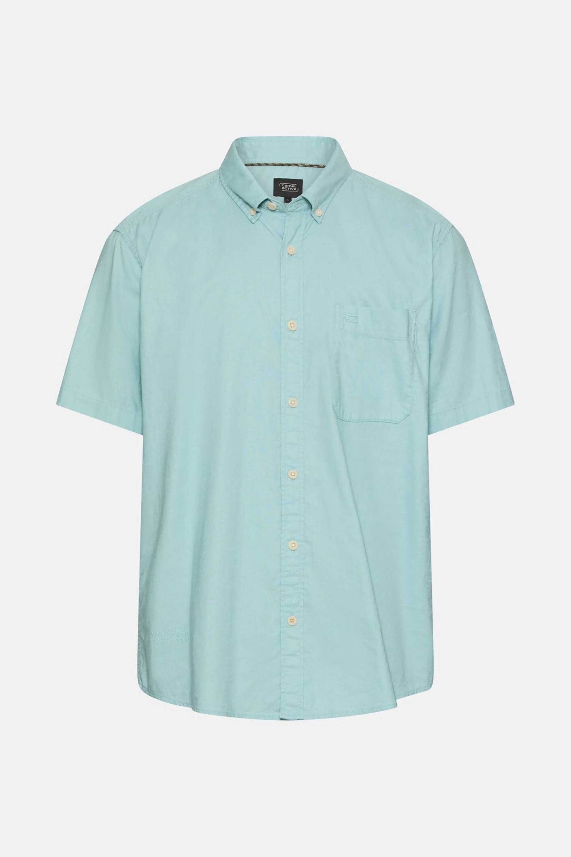 Camel Active Ανδρικό Κοντομάνικο Πουκάμισο Button Down με Τσέπη Και Κεντημένο Monogram Regular Fit - C261-409256-7S56 Πράσινο Aqua