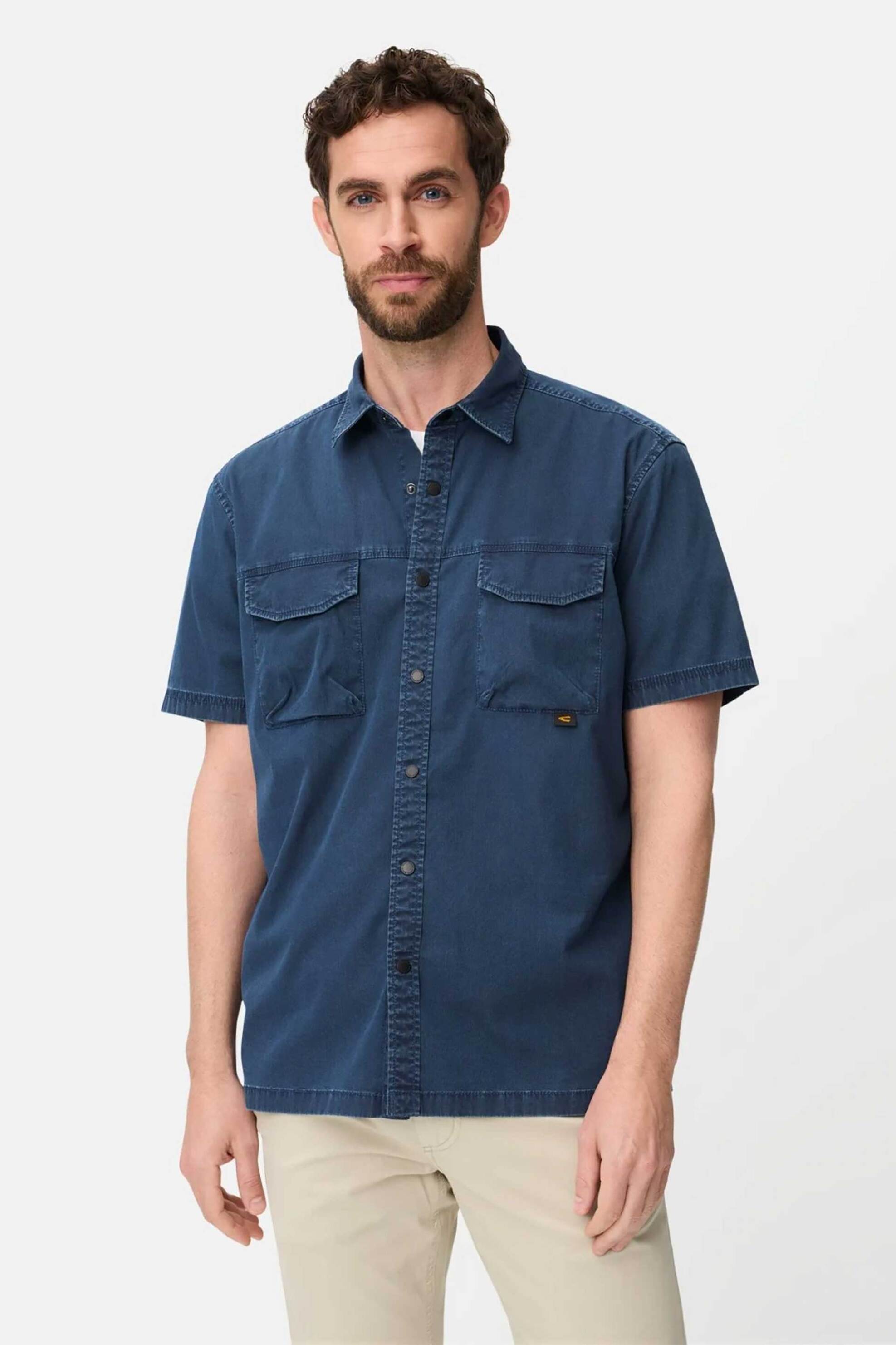 Camel Active ανδρικό κοντομάνικο πουκάμισο με flap τσέπες Regular Fit - C261-409270-7S70 Μπλε Σκούρο