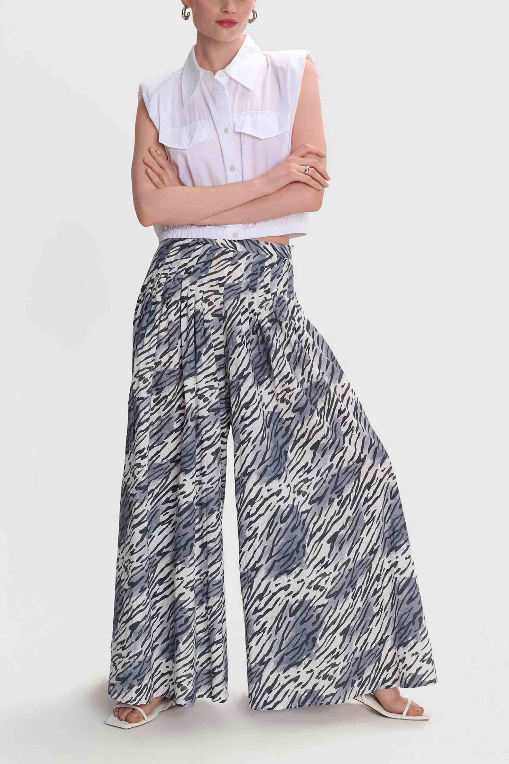 'ALE 'ALE γυναικεία ζιπ κιλότ με zebra print - 8921018 Ασπρόμαυρο