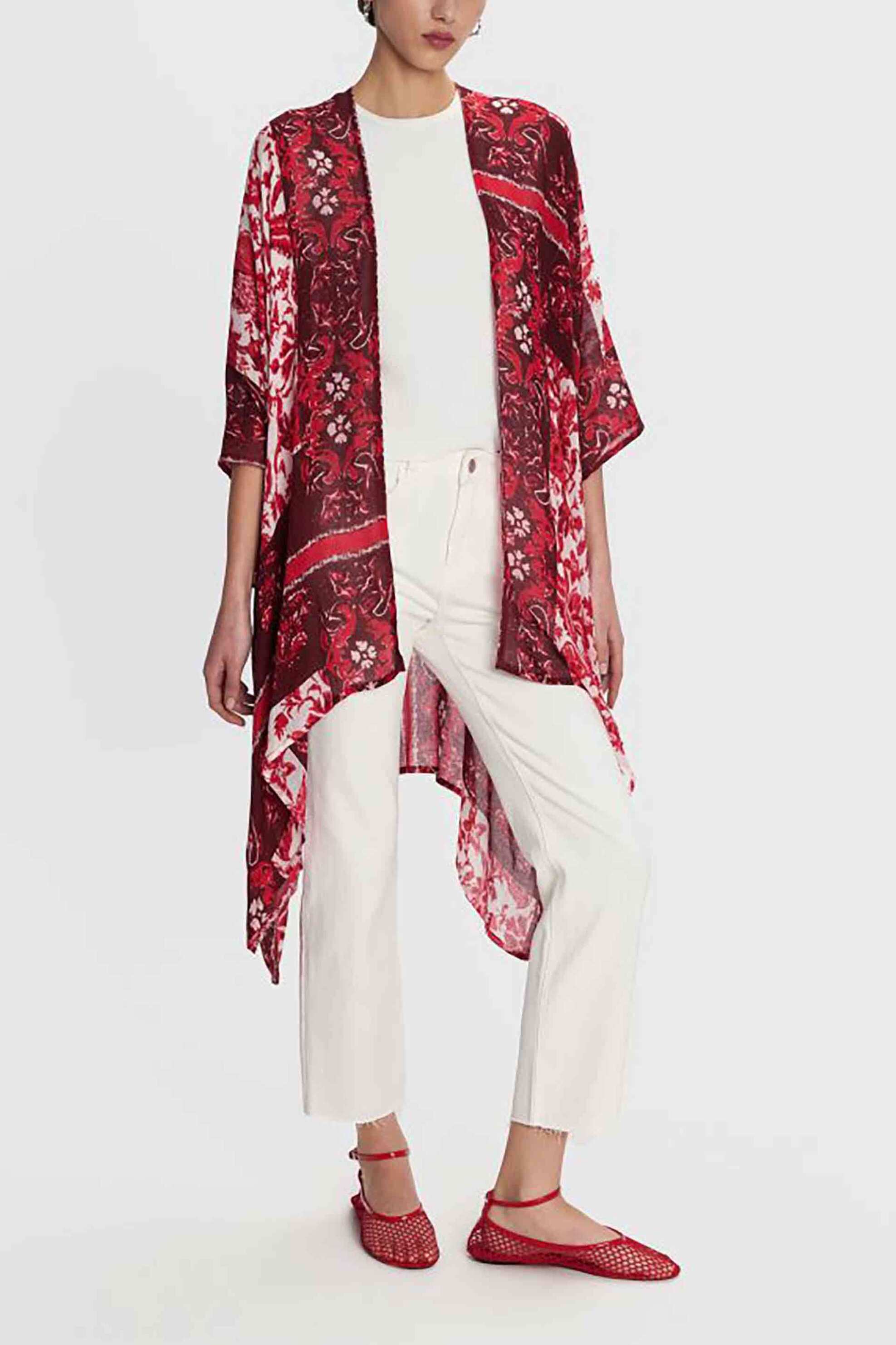'ALE 'ALE γυναικείο κιμονό με floral print - 8921300 Κόκκινο
