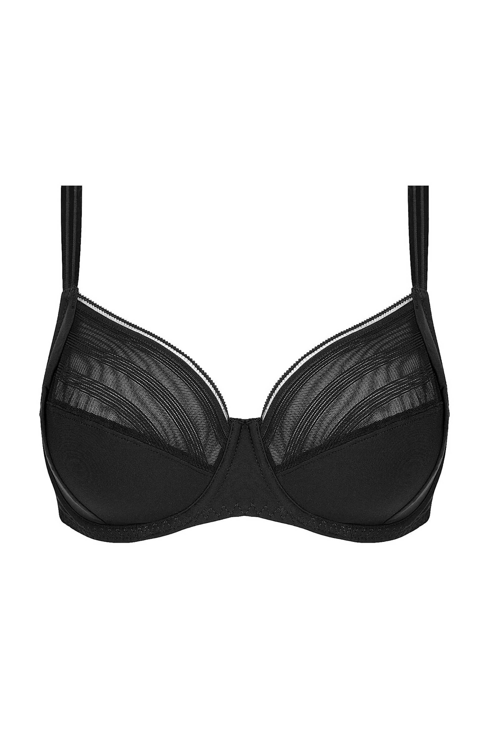 Antigel by Lisa Charmel γυναικείο σουτιέν μονόχρωμο με λεπτομέρεια με ριγέ διαφάνεια Cup E - FCJ6114E Μαύρο φωτογραφία