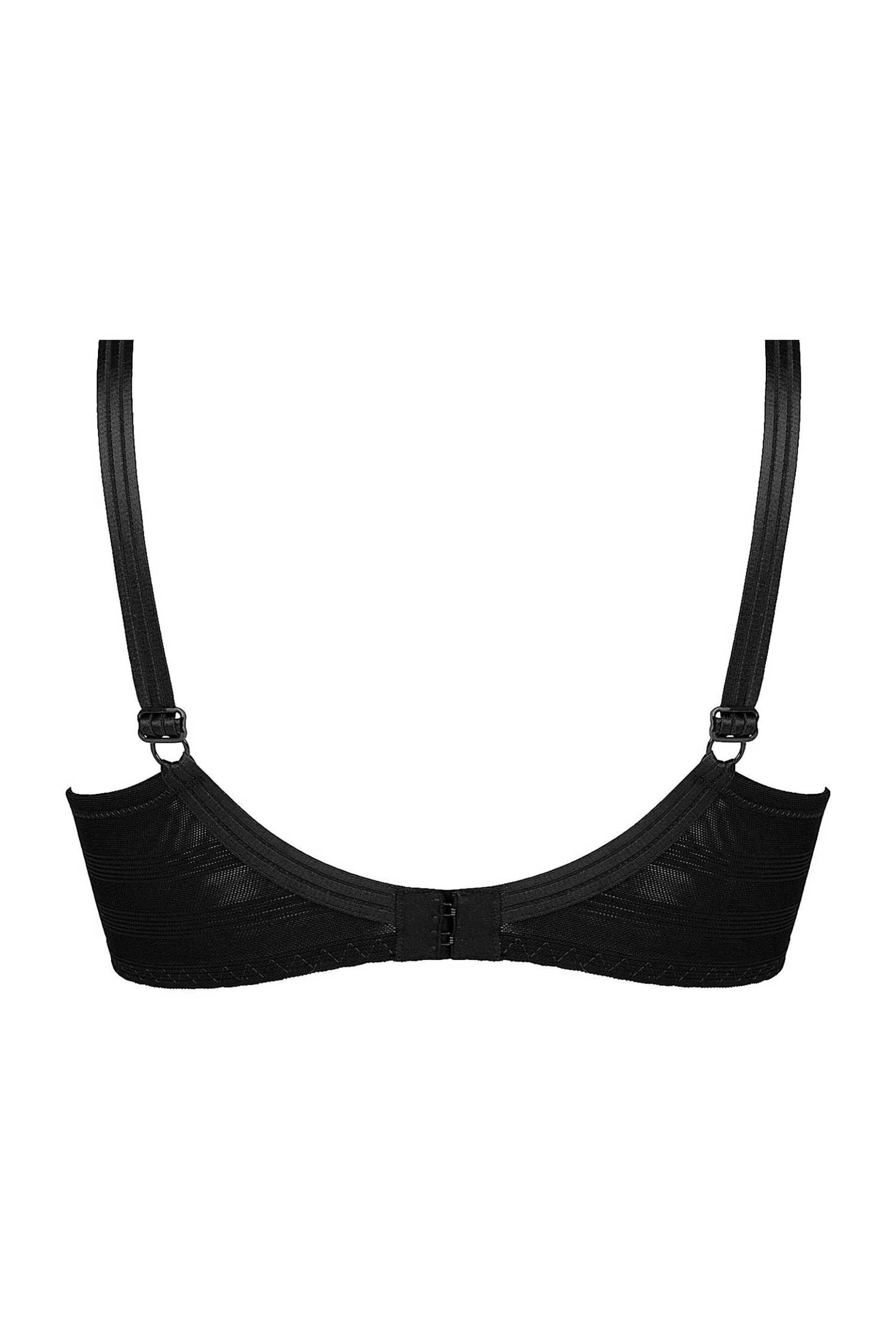 Antigel by Lisa Charmel γυναικείο σουτιέν μονόχρωμο με λεπτομέρεια με ριγέ διαφάνεια Cup F - FCJ6114F Μαύρο φωτογραφία