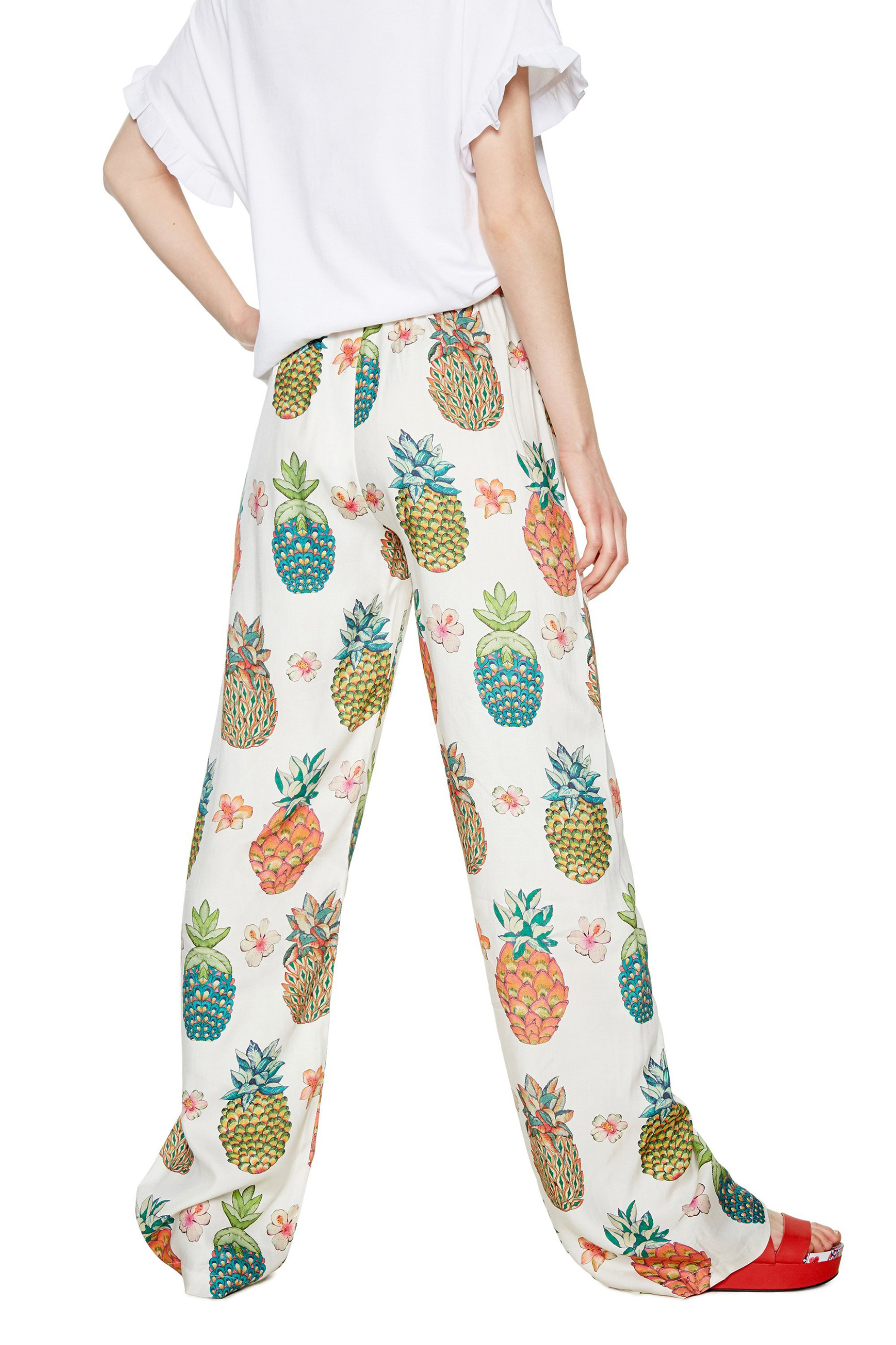 Desigual Γυναικείο Παντελόνι με Σχέδιο Amy - 18Swpw34 Λευκό