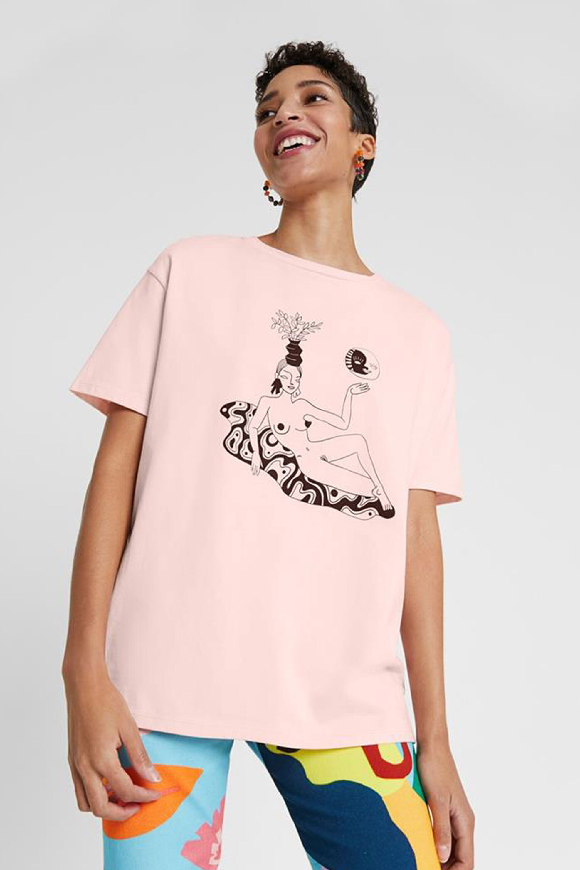 Γυναίκα > ΡΟΥΧΑ > Tops > T-Shirts Desigual γυναικεία μπλούζα με graphic print "Toulouse" - 20SWTKDF Ροζ