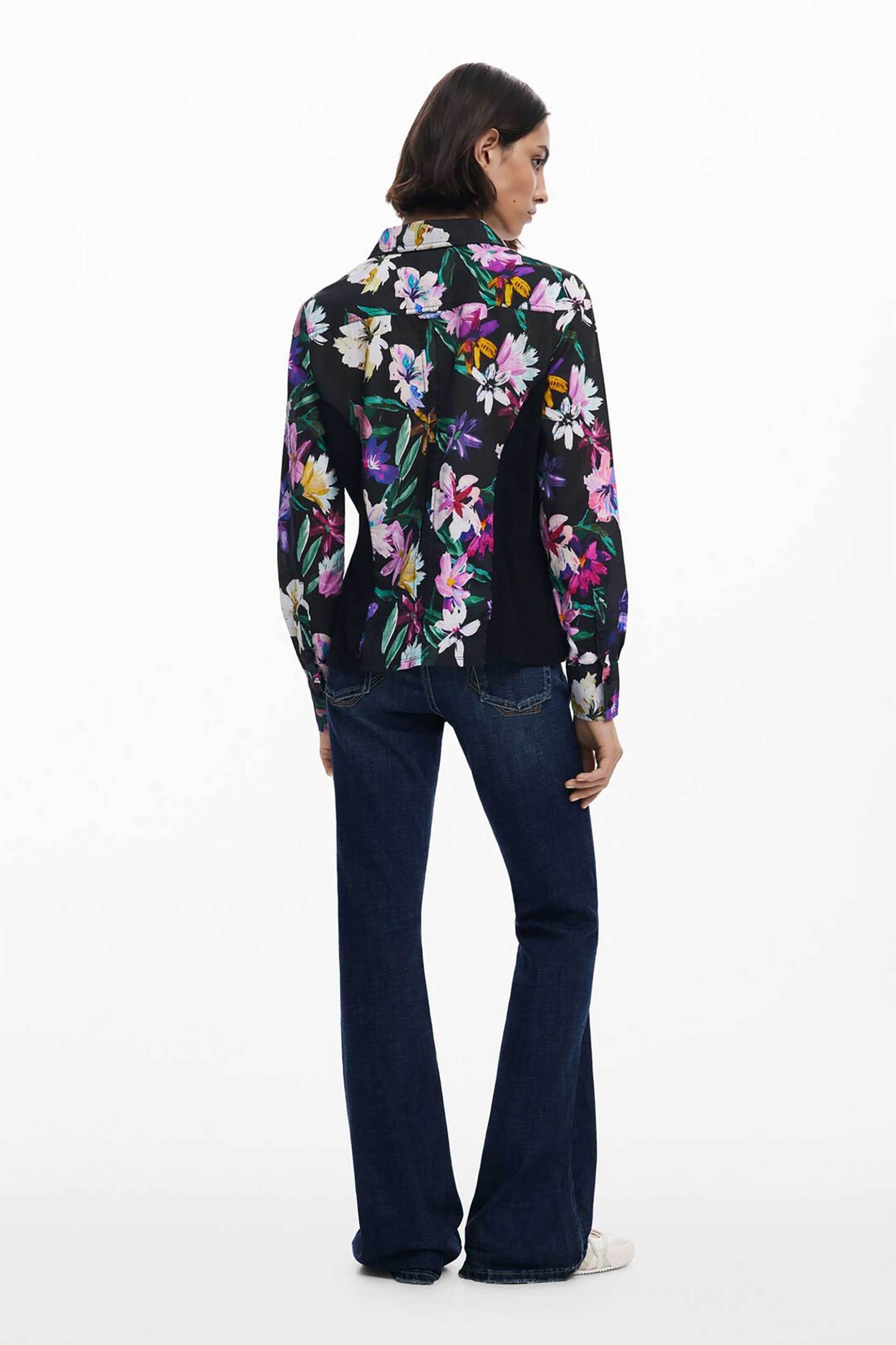 Desigual γυναικείo πουκάμισο με floral print "Costadillo" - 25WWCW15 Μαύρο φωτογραφία