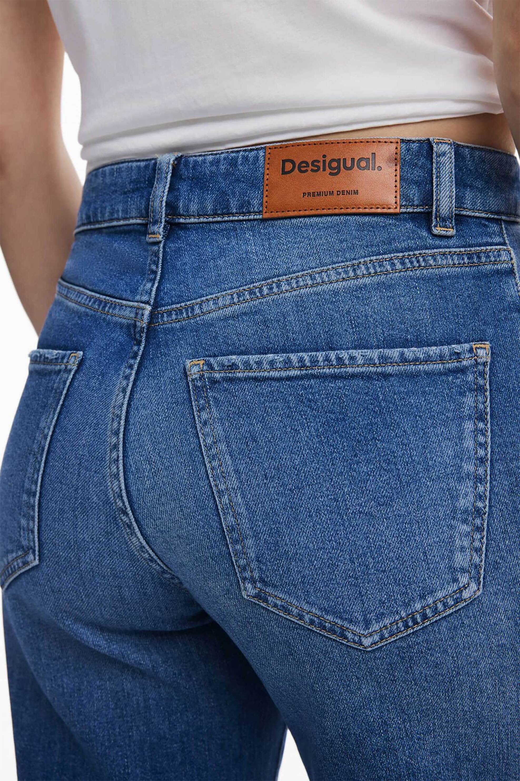 Desigual γυναικείo τζιν παντελόνι culotte με floral κεντήματα "Botani" - 25WWDD21 Denim Blue φωτογραφία