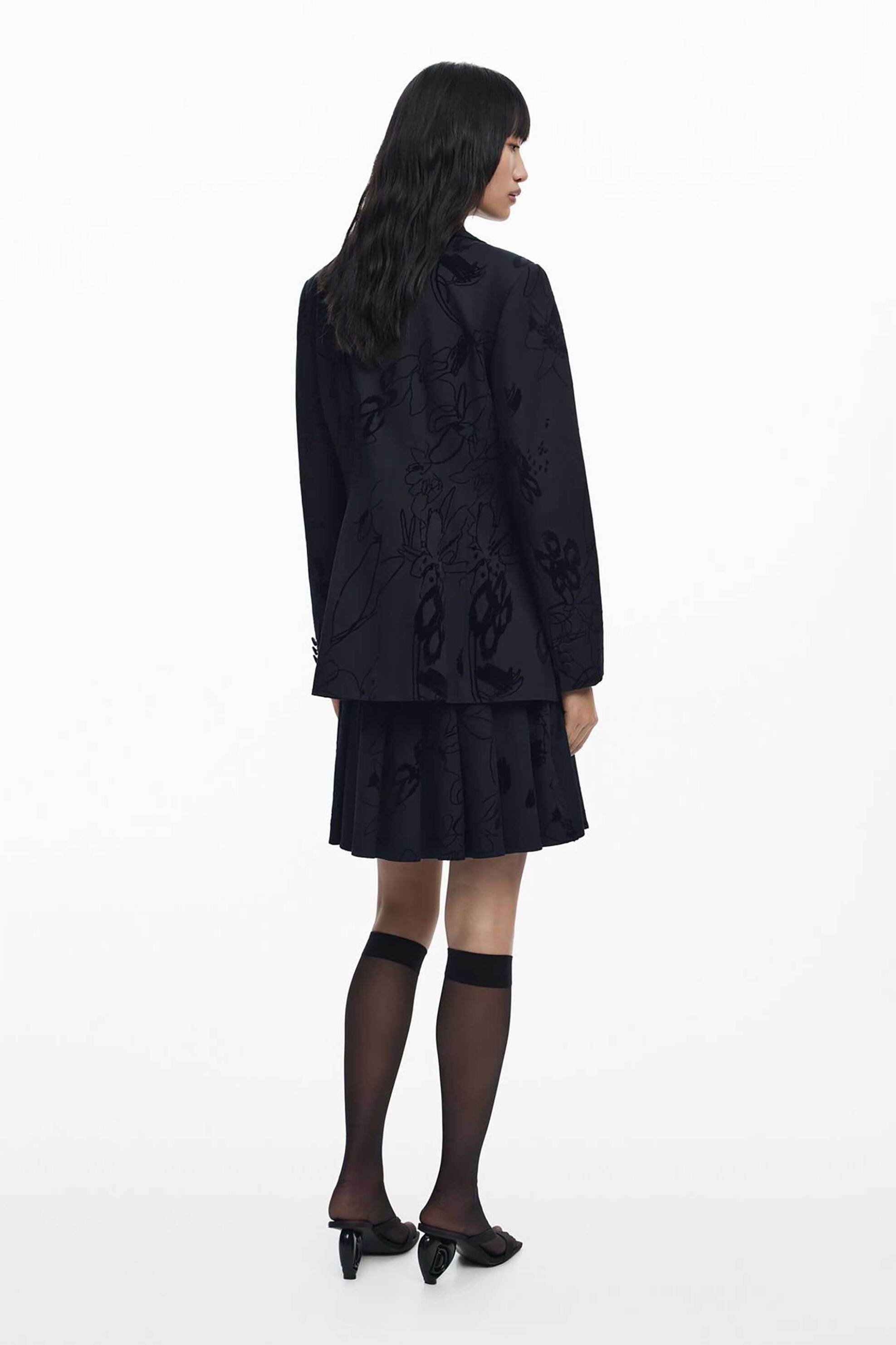 Desigual γυναικείο σακάκι με floral σχέδια από βελούδο "Flockarty" - 25WWEW19 Μαύρο φωτογραφία