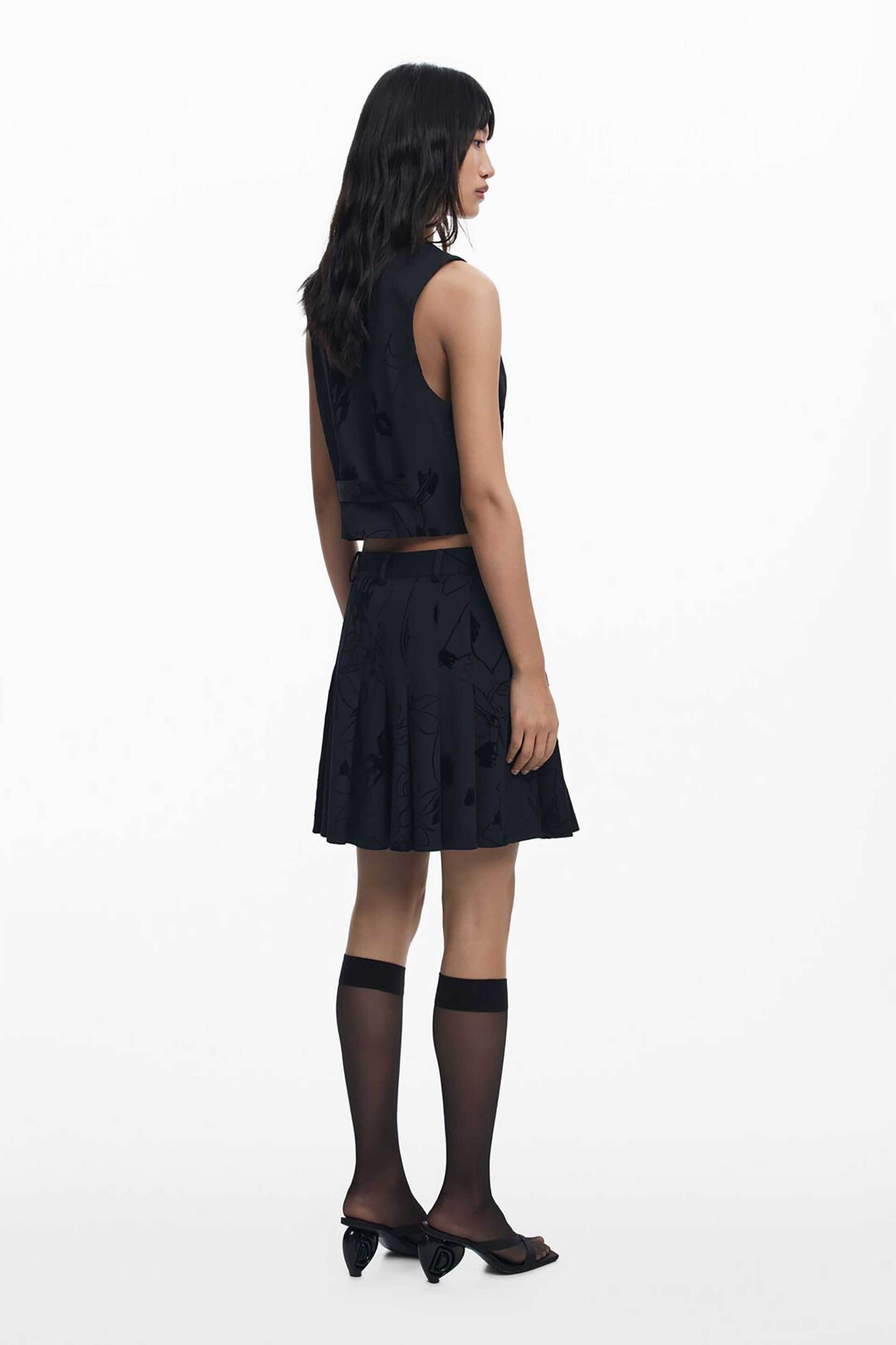 Desigual γυναικείο γιλέκο με floral σχέδια από βελούδο "Flock" - 25WWEW70 Μαύρο φωτογραφία