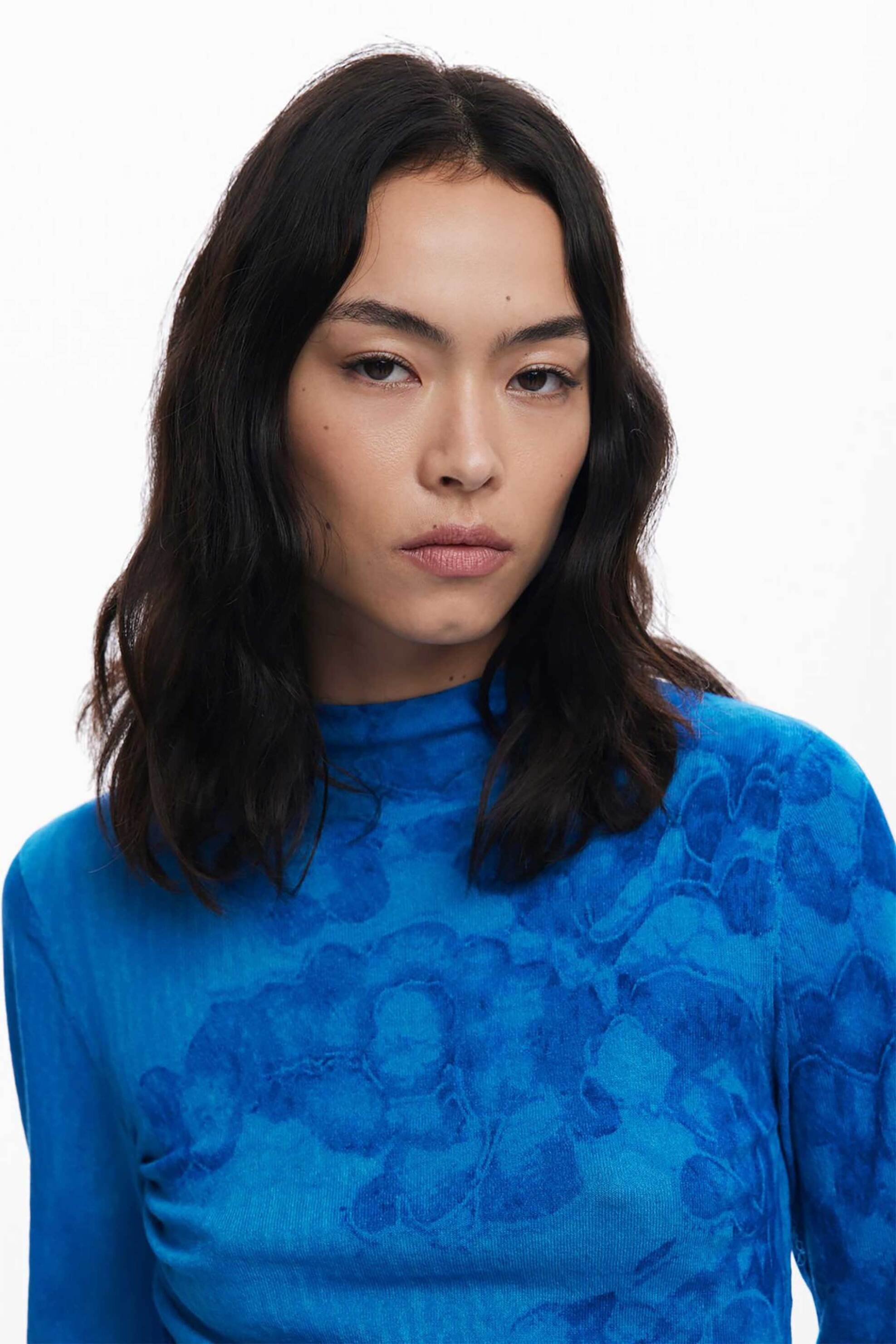 Desigual γυναικείo λεπτό πουλόβερ με floral print Regular Fit "Ottawa" - 25WWJF38 Μπλε Σκούρο φωτογραφία