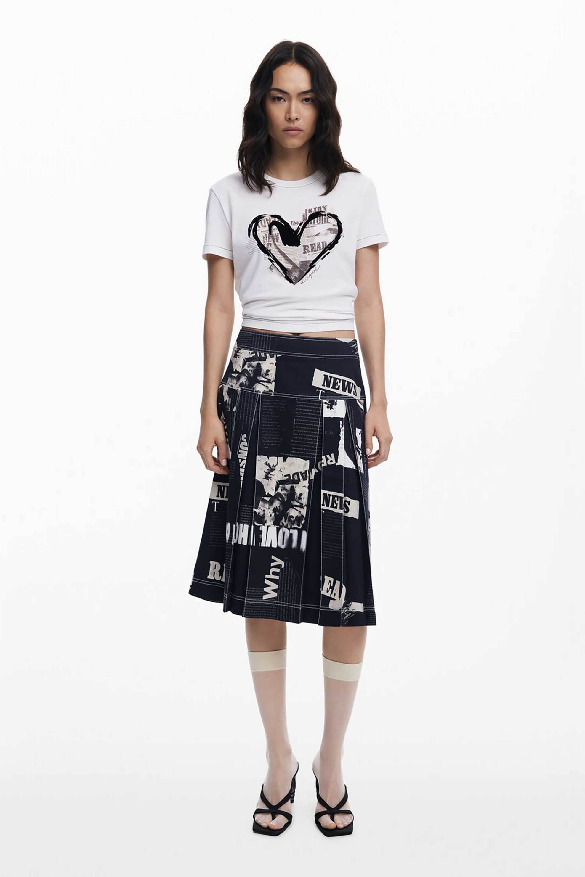 Desigual γυναικείο T-shirt με letter print Regular Fit "Core" - 25WWTK04 Λευκό φωτογραφία