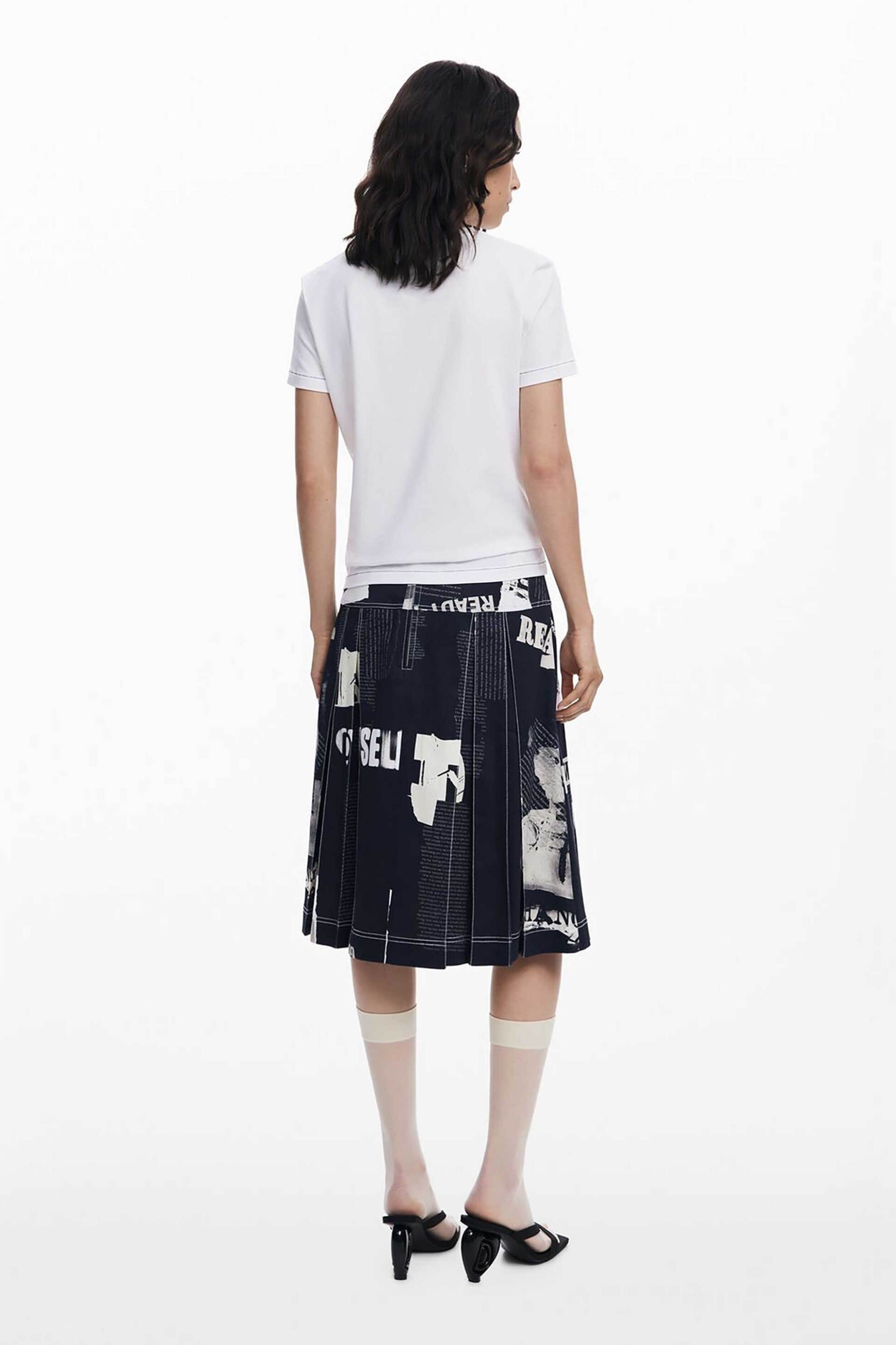 Desigual γυναικείο T-shirt με letter print Regular Fit "Core" - 25WWTK04 Λευκό φωτογραφία