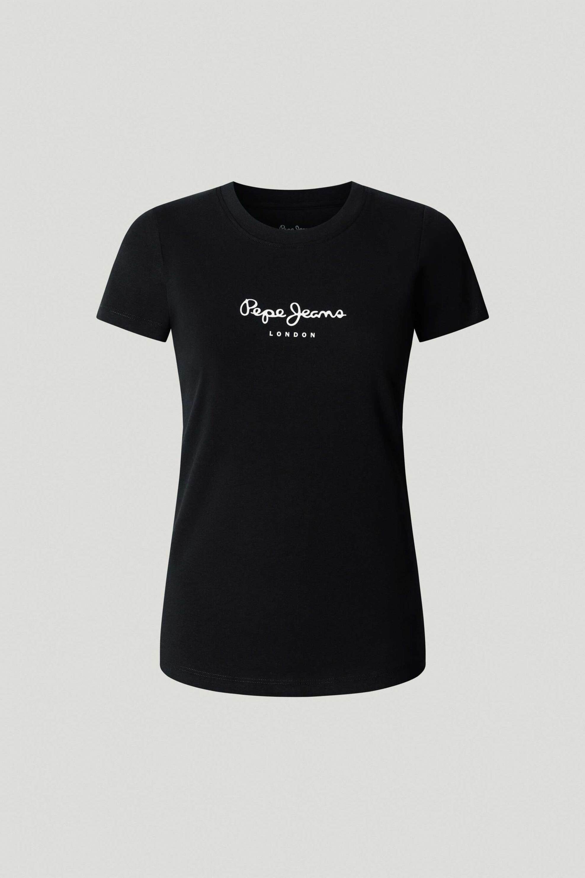 Pepe Jeans Γυναικείο T-Shirt Μονόχρωμο με Logo Print - Pl505202 Μαύρο