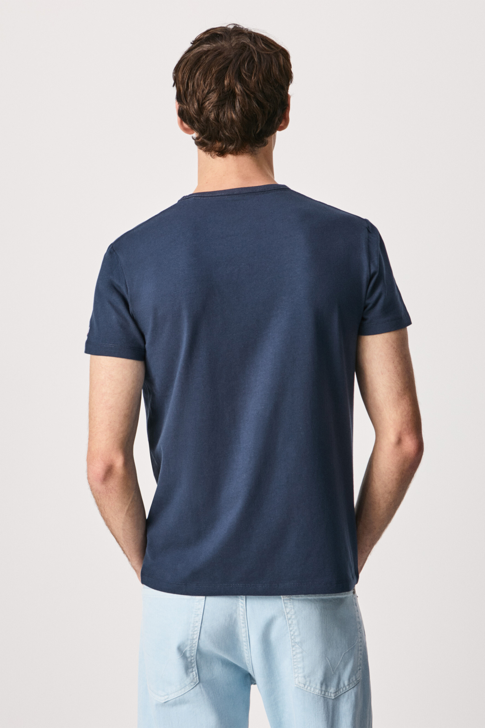 Pepe Jeans Ανδρικό T-Shirt με Logo Print Original - Pm508212 Μπλε Σκούρο