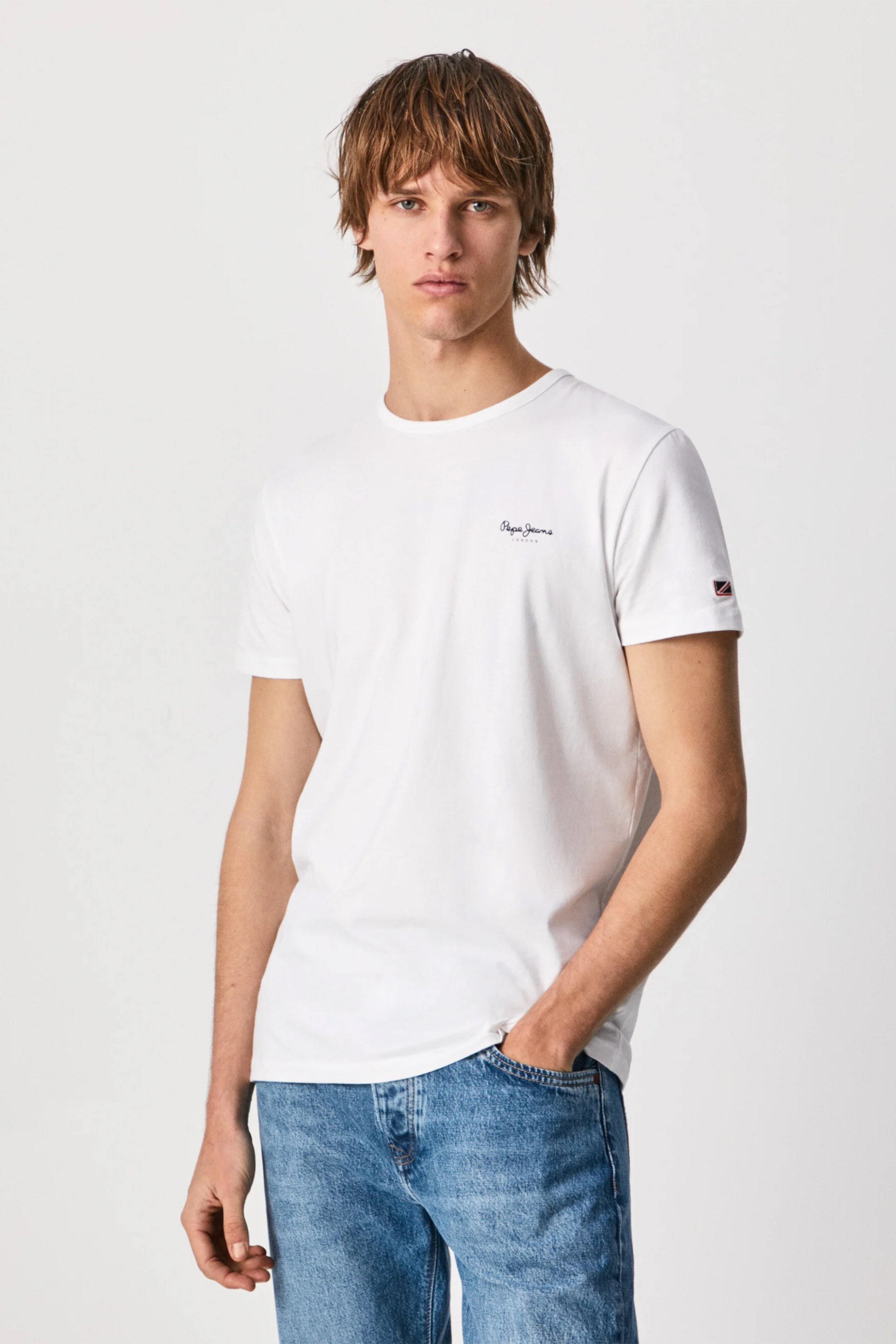 Pepe Jeans ανδρικό T-shirt με logo print ''Original" - PM508212 Λευκό