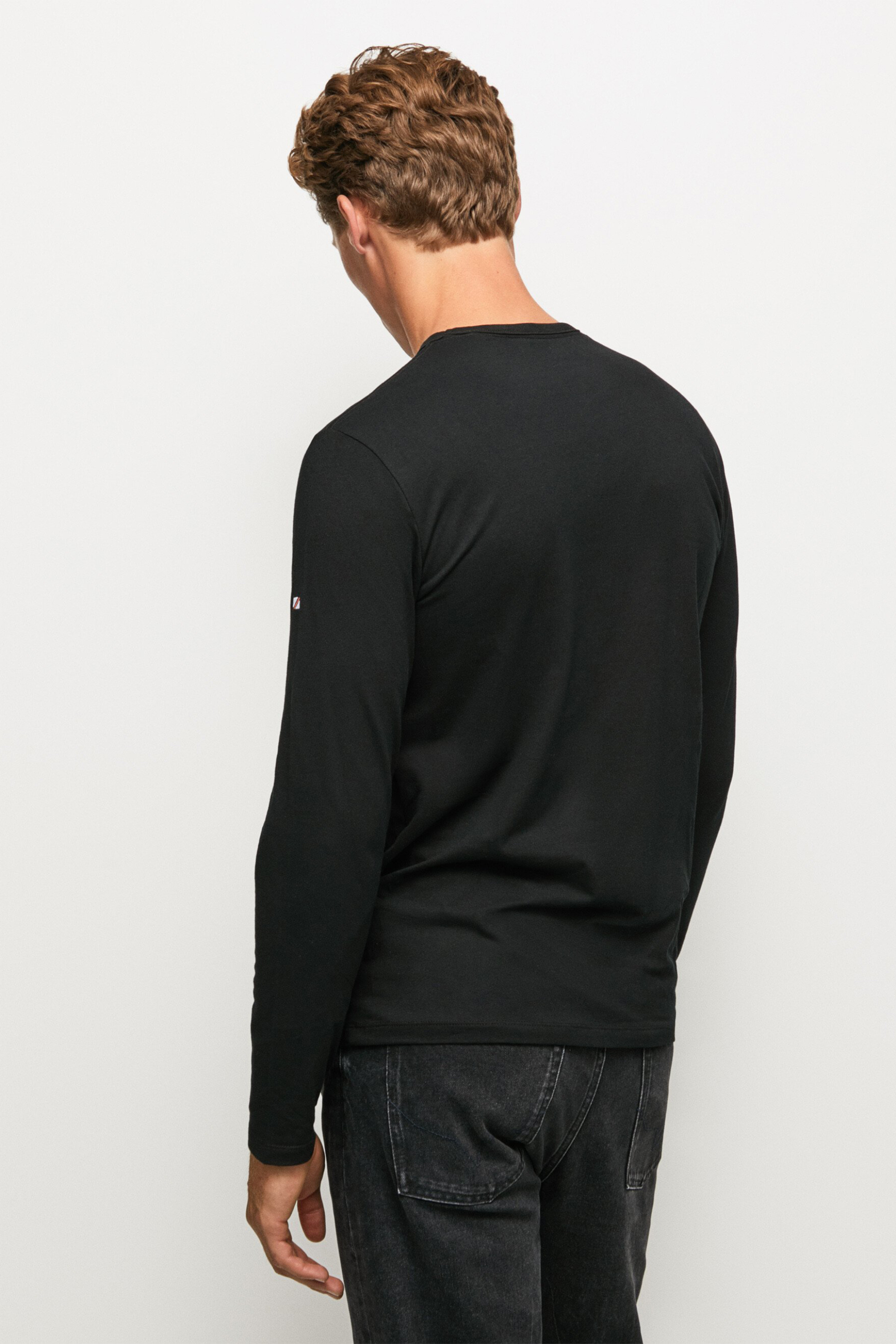 Pepe Jeans ανδρική μπλούζα μονόχρωμη με logo print "Original Basic 2" - PM508211 Μαύρο φωτογραφία