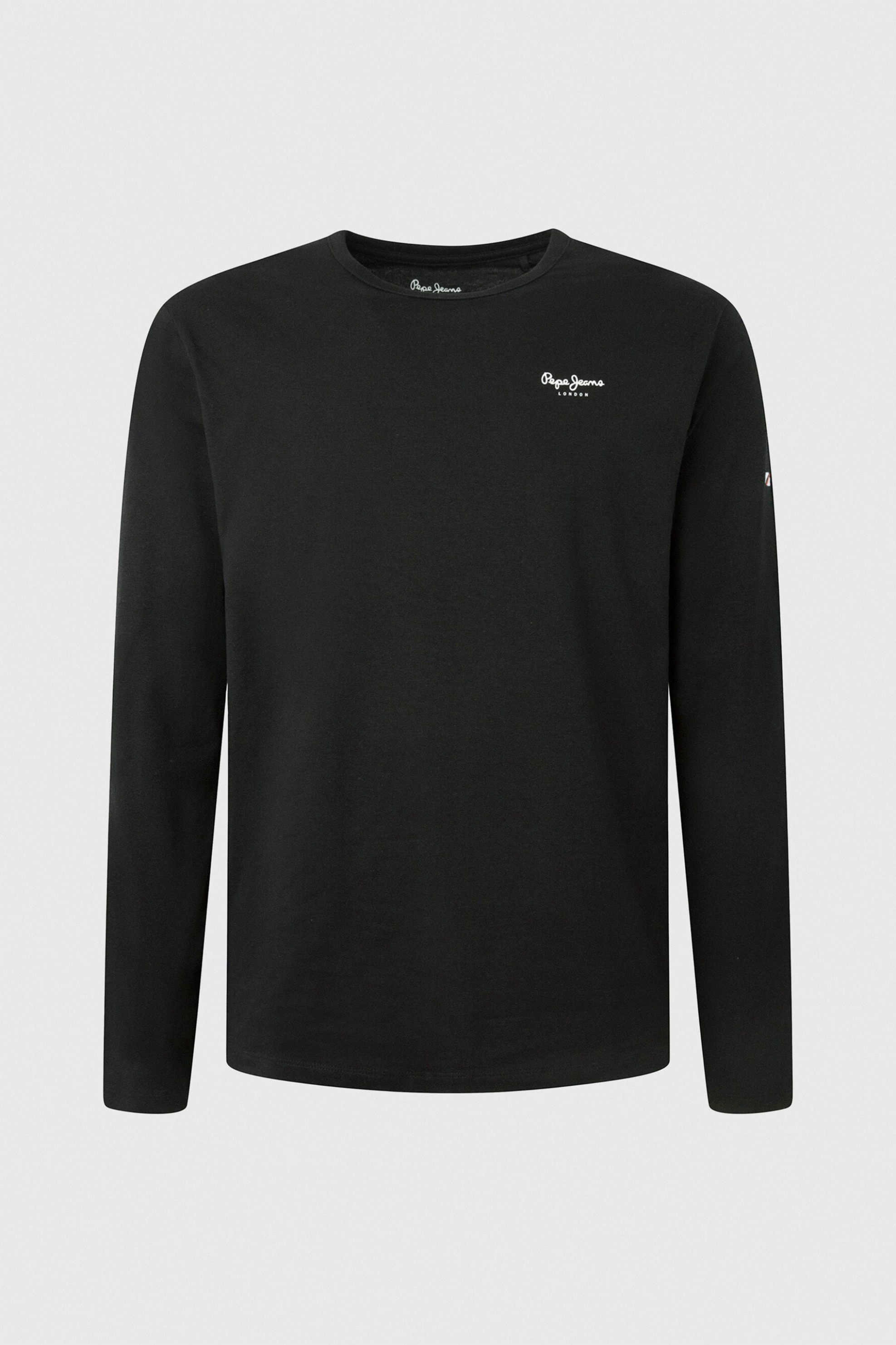 Pepe Jeans ανδρική μπλούζα μονόχρωμη με logo print "Original Basic 2" - PM508211 Μαύρο φωτογραφία