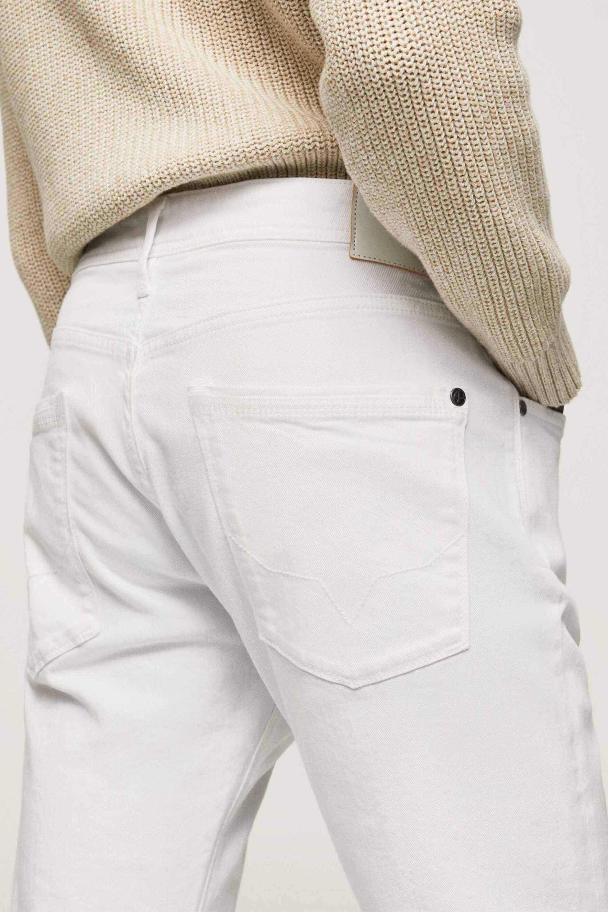 Pepe Jeans Ανδρικό Τζην Παντελόνι Πεντάτσεπο με Maxi Τσέπες Στο Πίσω Μέρος Tapered Leg Stanley - Pm206326Ta22 Λευκό