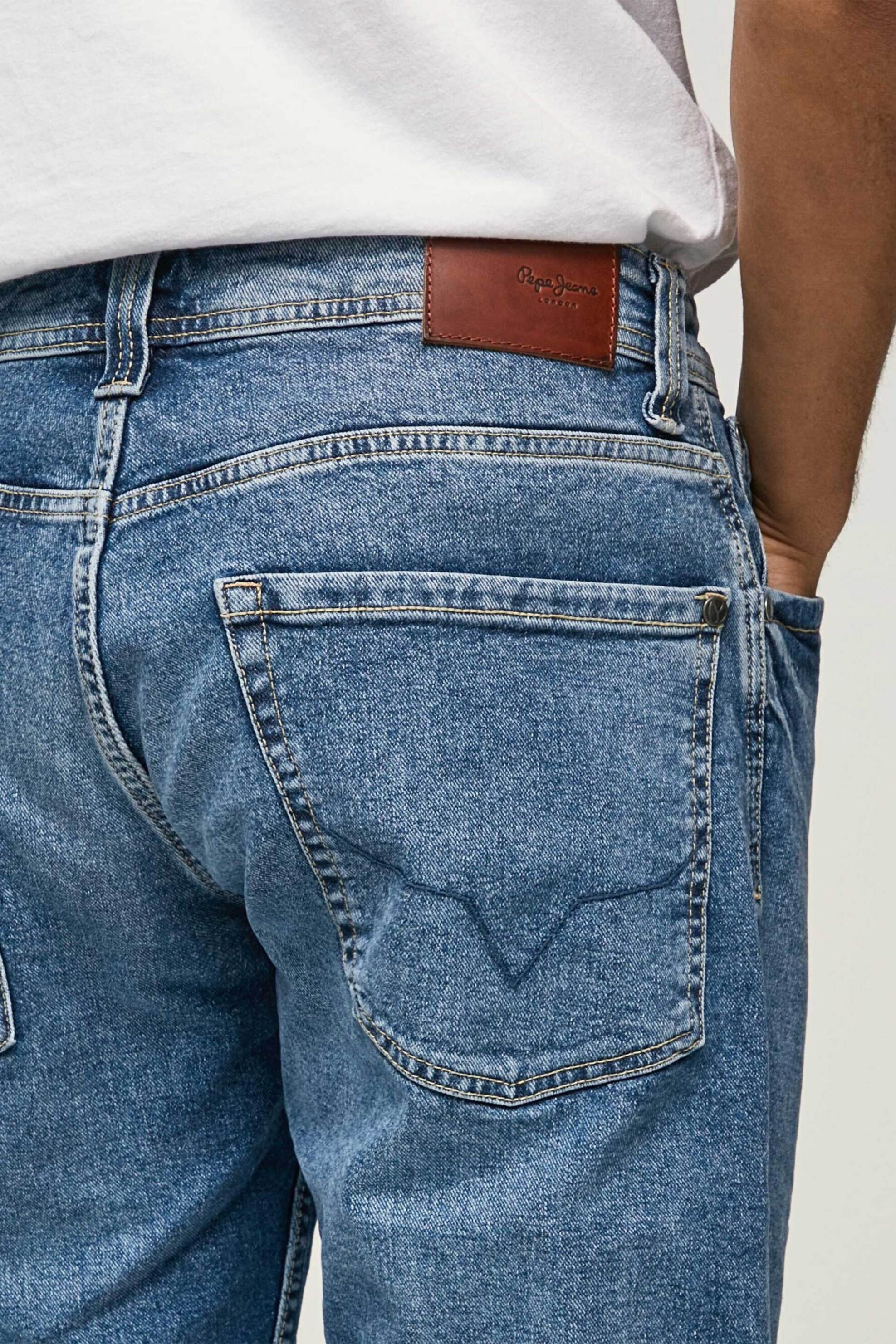 Pepe Jeans Ανδρική Denim Βερμούδα Πεντάτσεπη με Ρεβέρ Στο Τελείωμα Cash - Pm800935Hr0 Blue