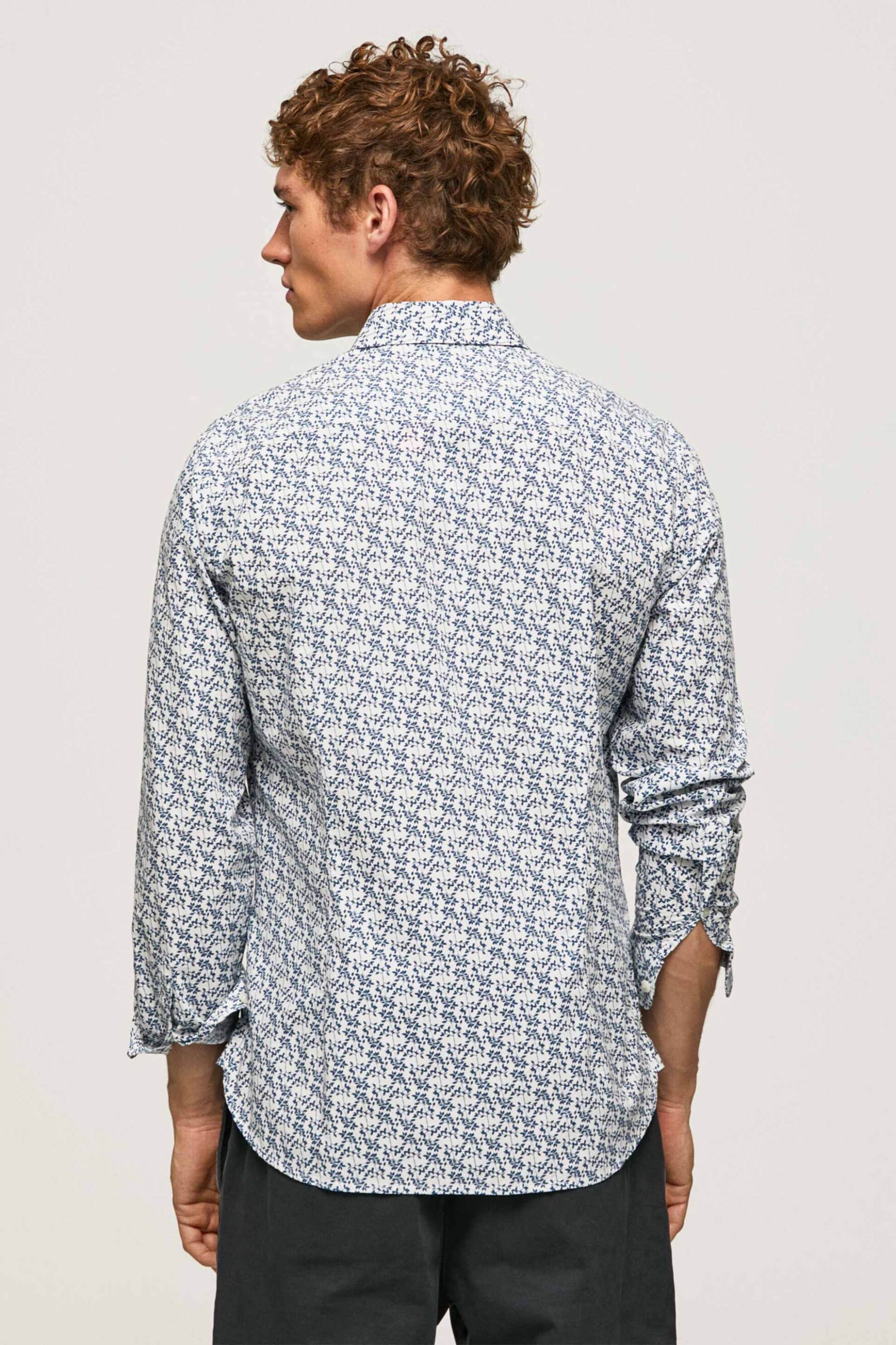 Pepe Jeans Ανδρικό Πουκάμισο με Floral Pattern Και Κεντημένο Λογότυπο Slim Fit - Pm307783 Λευκό
