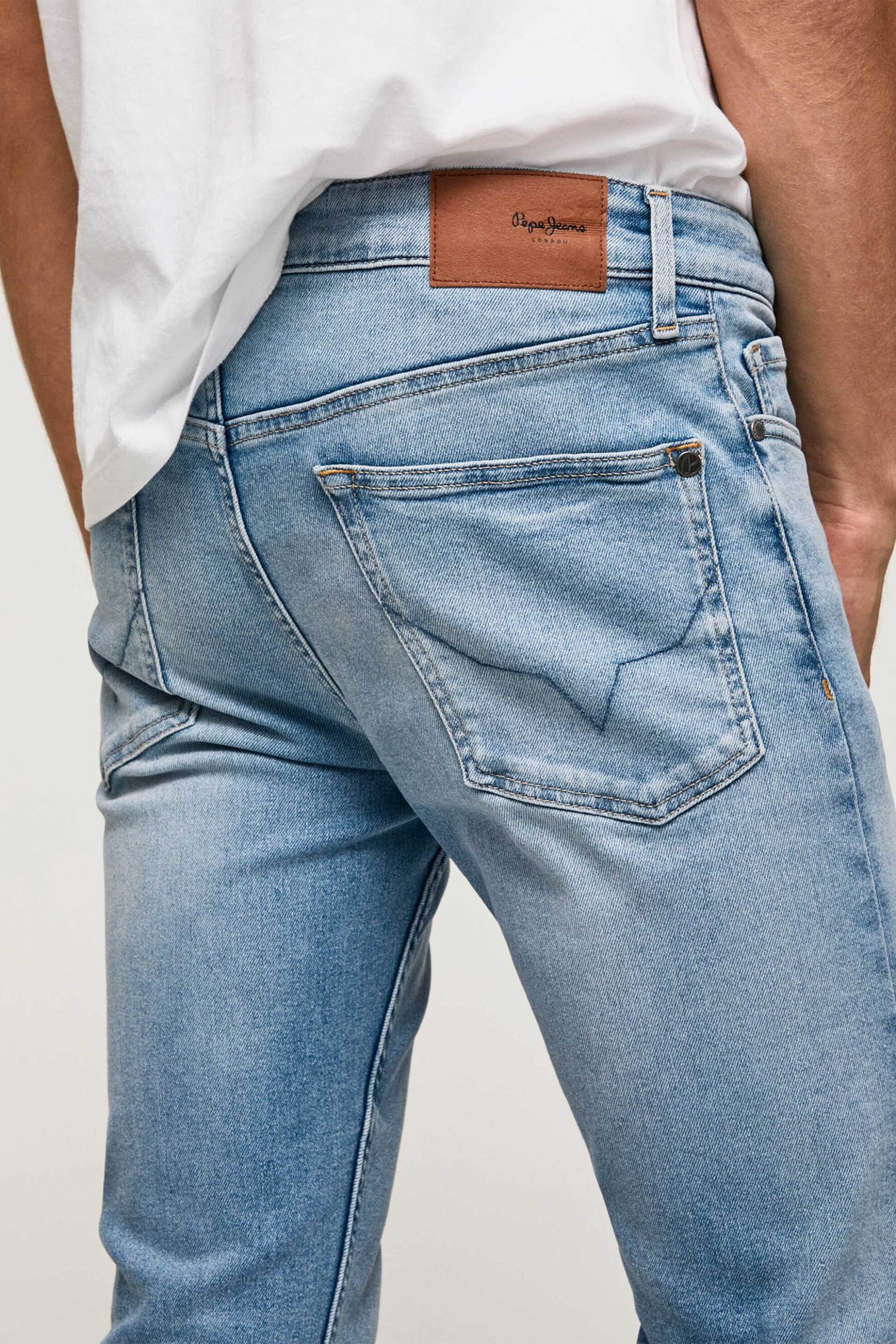 Pepe Jeans Ανδρικό Τζην Παντελόνι Πεντάτσεπο με All-Over Worn Effect Hatch (32L) - Pm206524Rr22 Denim Blue Ανοιχτό